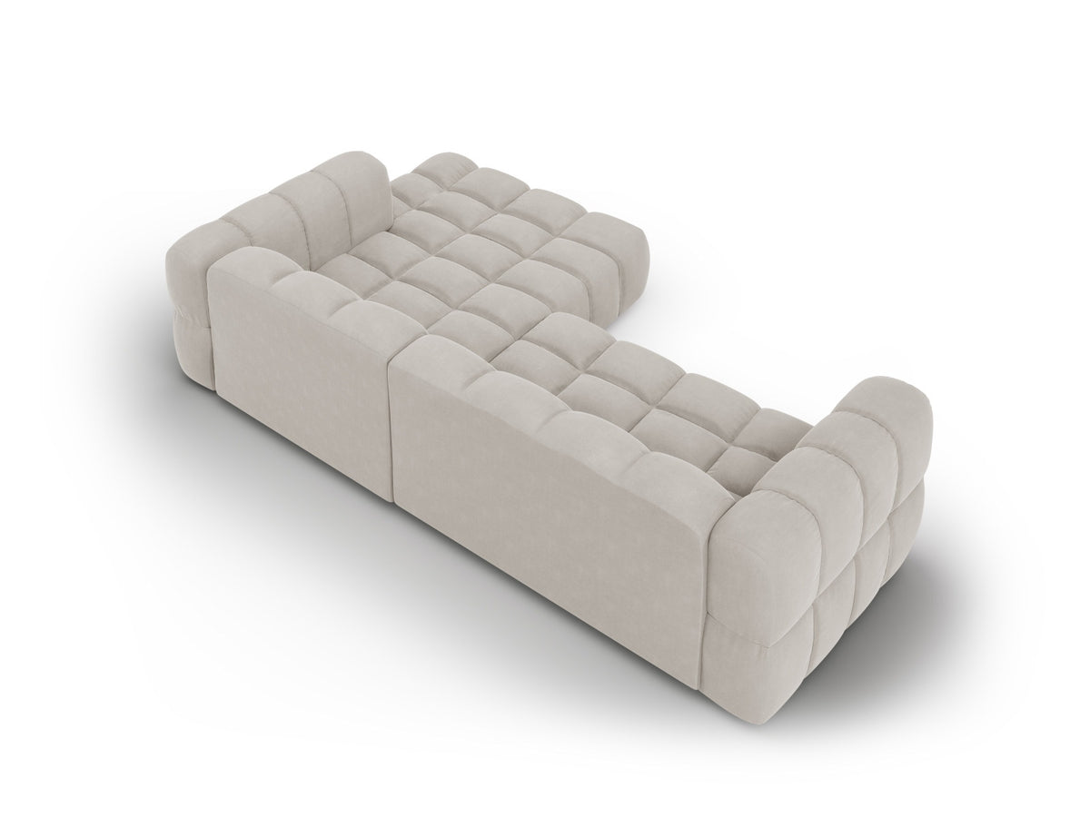 Sky Velour modulares Ecksofa rechts 4 Sitzer 162cm in Light Beige-Casino präsentiert im Onlineshop von KAQTU Design AG. L-Sofa rechts ist von Cosmopolitan Design