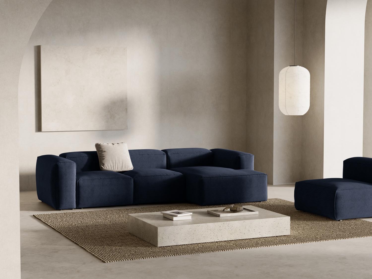 Entdecken Sie das Bergamo Modular Ecksofa rechts von Cosmopolitan Design – ein elegantes 3-Sitzer Sofa, das modernen Stil und höchsten Komfort bietet.