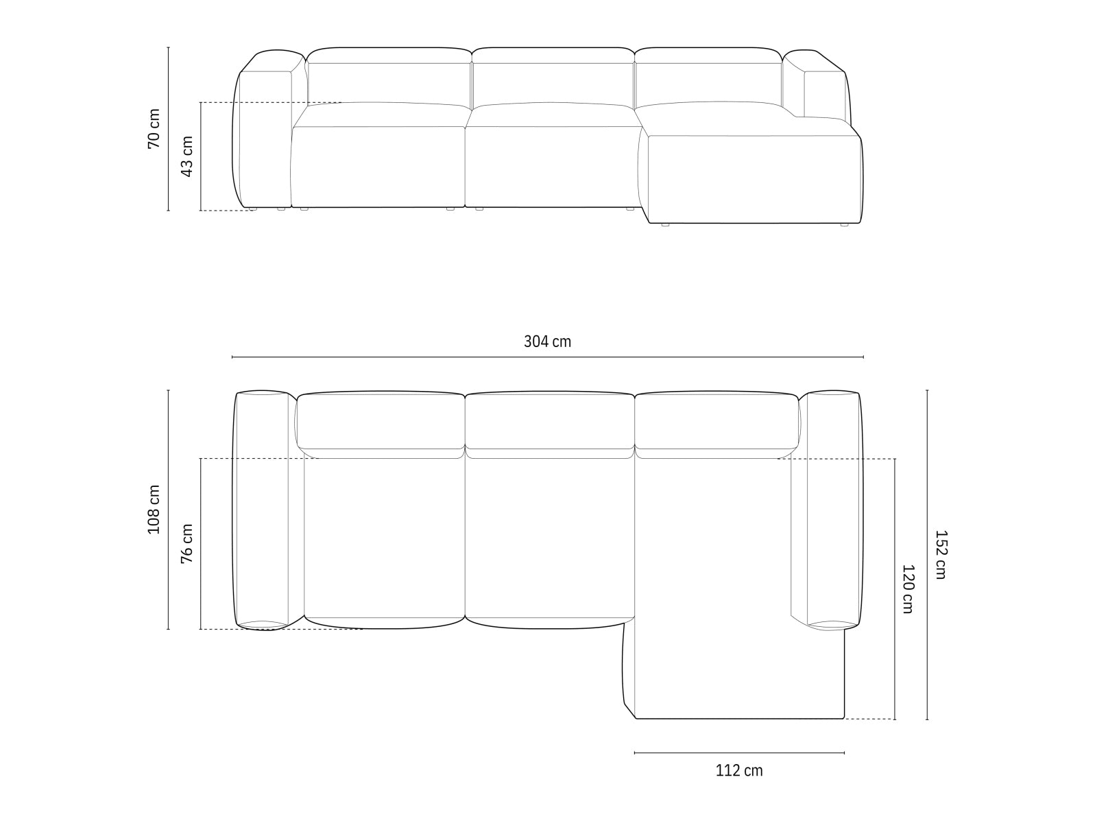 Erleben Sie das Bergamo Modular Ecksofa rechts von Cosmopolitan Design – ein stilvolles 3-Sitzer Sofa, das Komfort und modernes Design vereint.