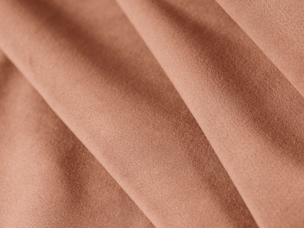 Modulares Ecksofa rechts Siena in Beige-Salvador Samtstoff mit schwarzen Kunststoffbeinen, Récamiere und Massivholzrahmen, 4-Sitzer, 180 cm.