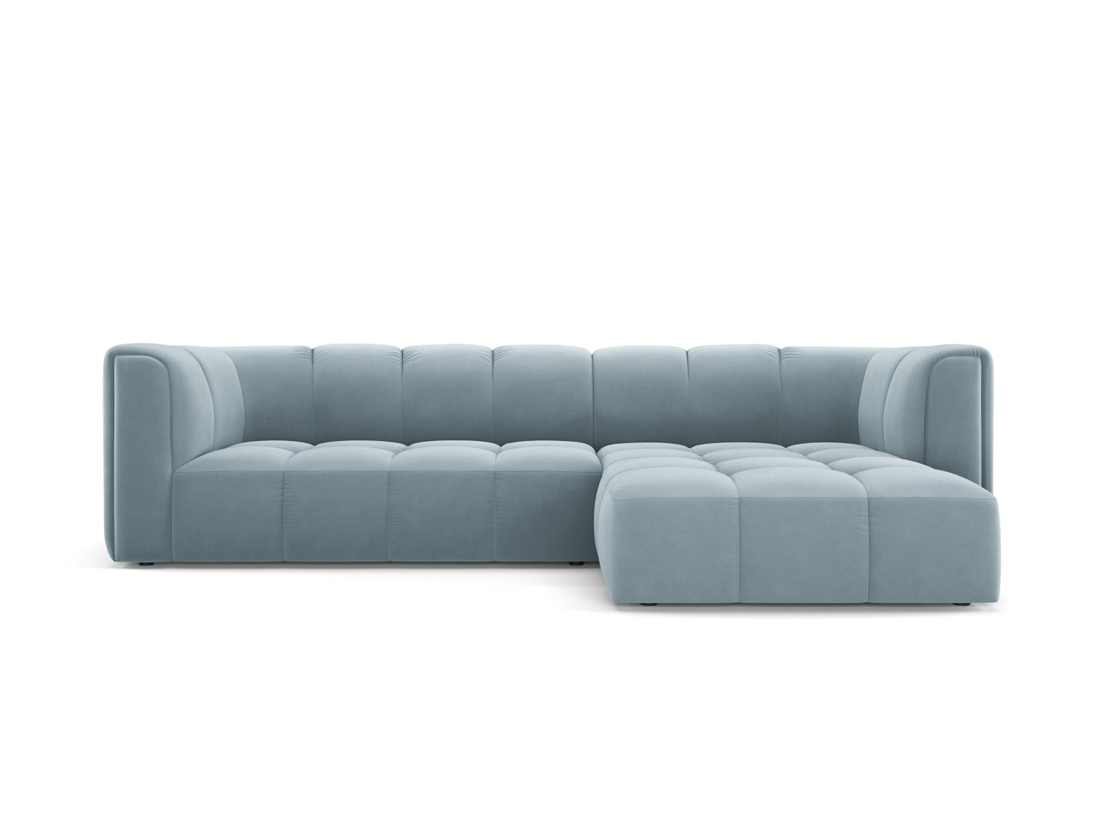 3-Sitzer Modular Ecksofa rechts Moritz in Light Blue-Bluvel präsentiert im Onlineshop von KAQTU Design AG. Ecksofa rechts ist von Cosmopolitan Design