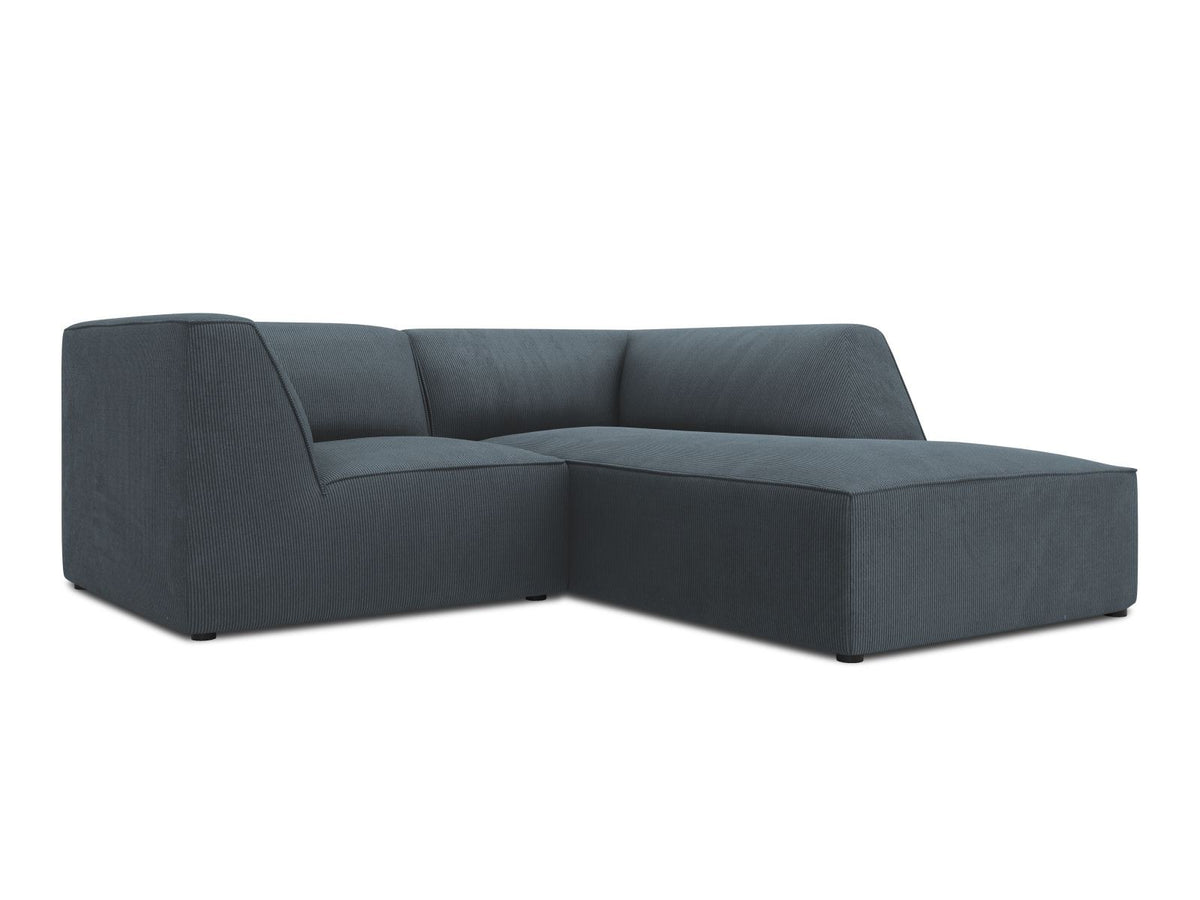 Modulares Ecksofa Siena rechts, 3-Sitzer in Light Beige-Scala Cordstoff, Massivholzrahmen, schwarze Kunststoffbeine, Sitzhöhe 40 cm.