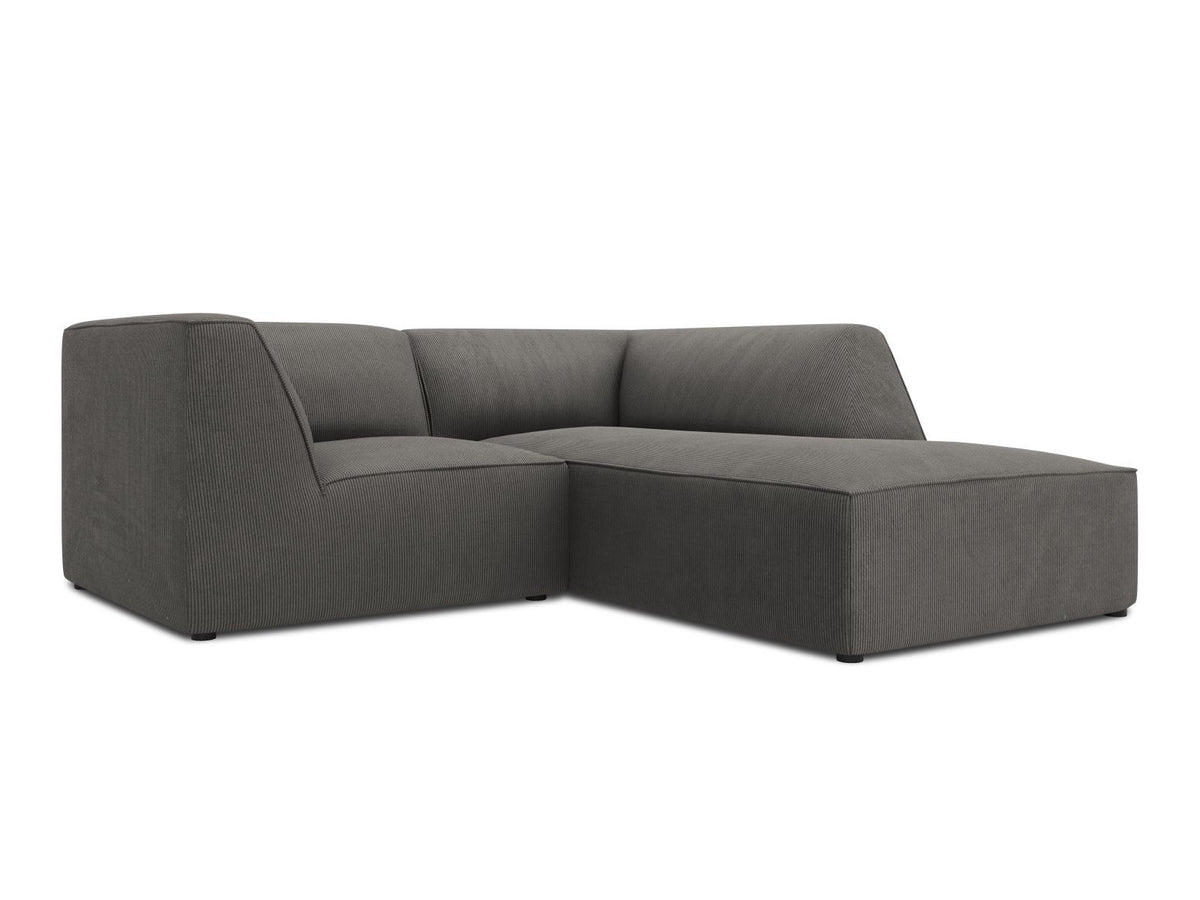 Modulares Ecksofa Siena rechts, 3-Sitzer in Light Beige-Scala Cordstoff, Massivholzrahmen, schwarze Kunststoffbeine, Sitzhöhe 40 cm.