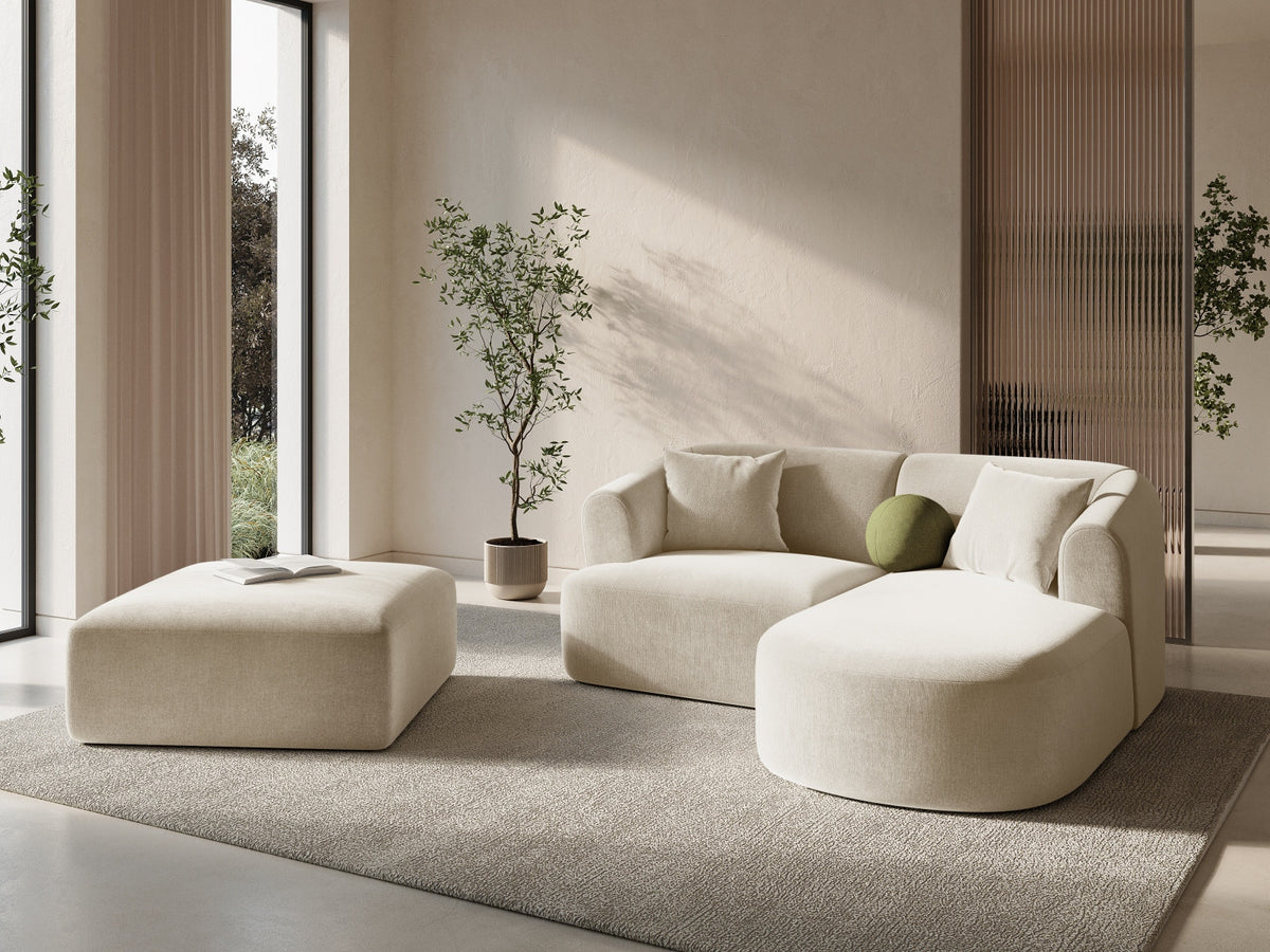 Ecksofa rechts Campi von Cosmopolitan Design mit Velvet-Bezug, Récamiere und schwarzen Beinen