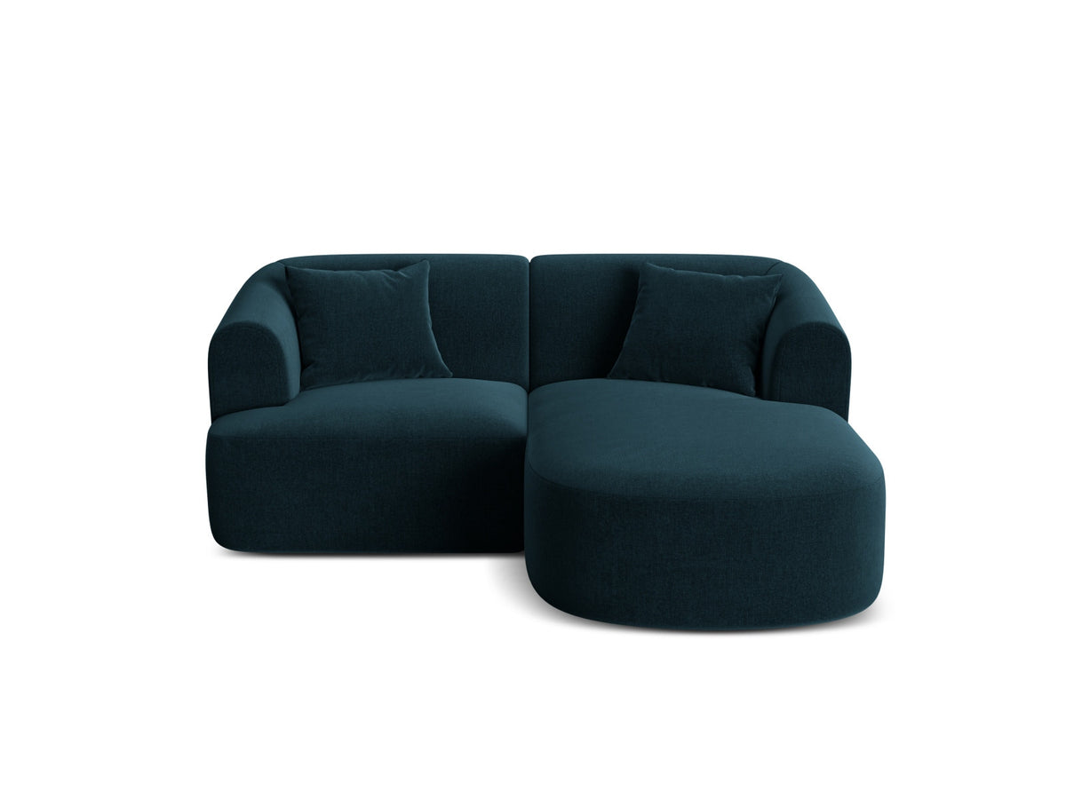 Ecksofa rechts Campi von Cosmopolitan Design mit Velvet-Bezug, Récamiere und schwarzen Beinen