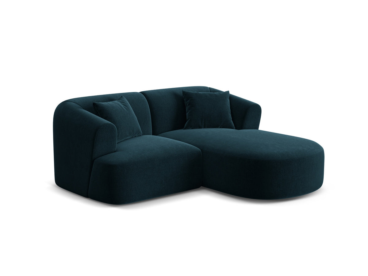 Ecksofa rechts Campi von Cosmopolitan Design mit Velvet-Bezug, Récamiere und schwarzen Beinen