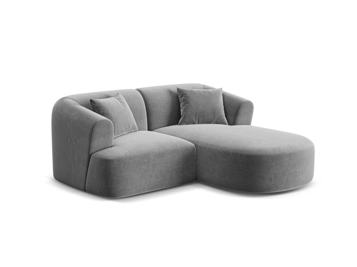 Ecksofa rechts Campi von Cosmopolitan Design mit Velvet-Bezug, Récamiere und schwarzen Beinen