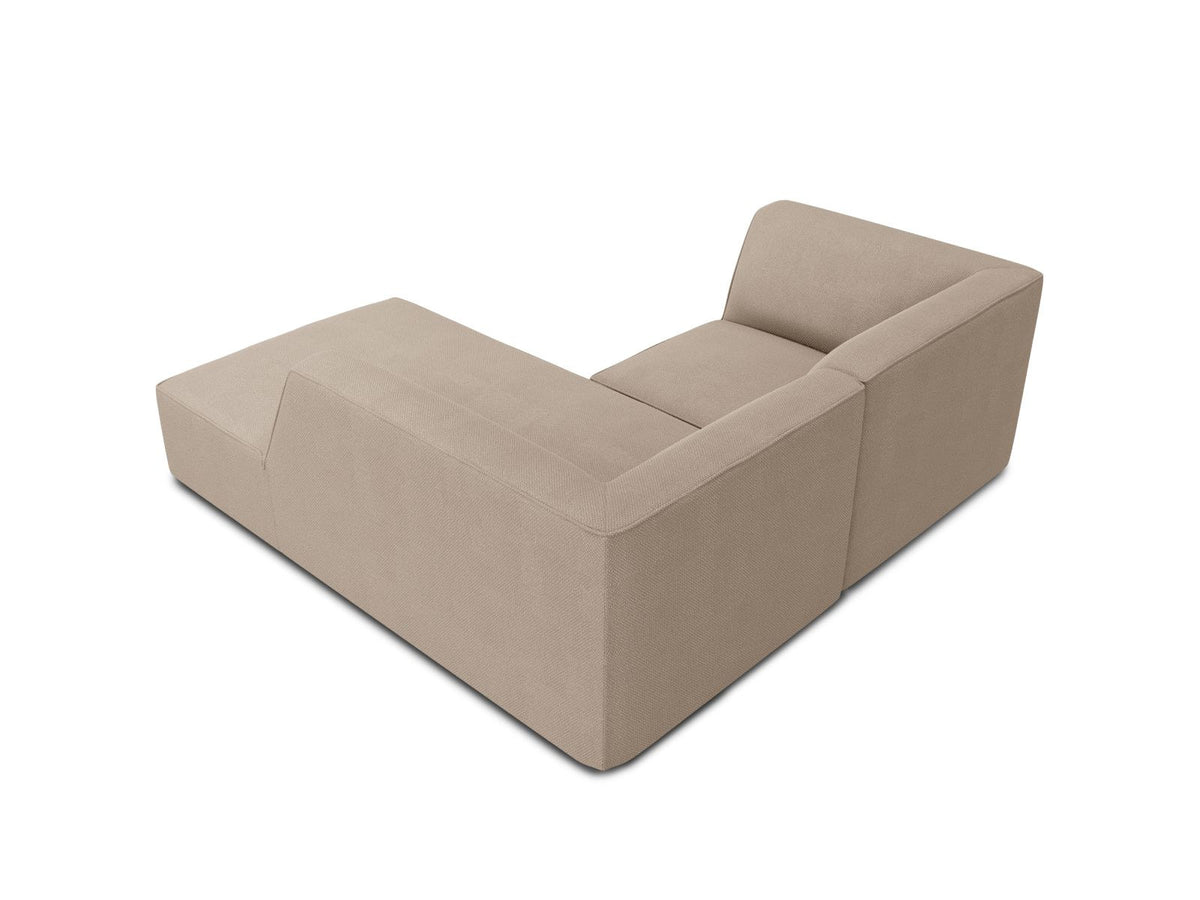 Modulares Ecksofa Siena rechts, 3-Sitzer in Light Beige-Scala Cordstoff, Massivholzrahmen, schwarze Kunststoffbeine, Sitzhöhe 40 cm.