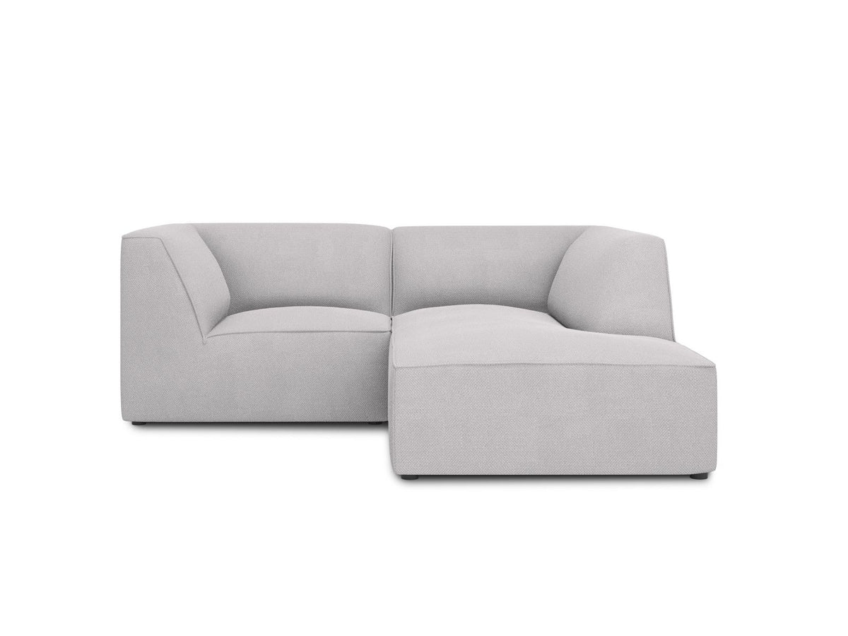 Modulares Ecksofa Siena rechts, 3-Sitzer in Light Beige-Scala Cordstoff, Massivholzrahmen, schwarze Kunststoffbeine, Sitzhöhe 40 cm.