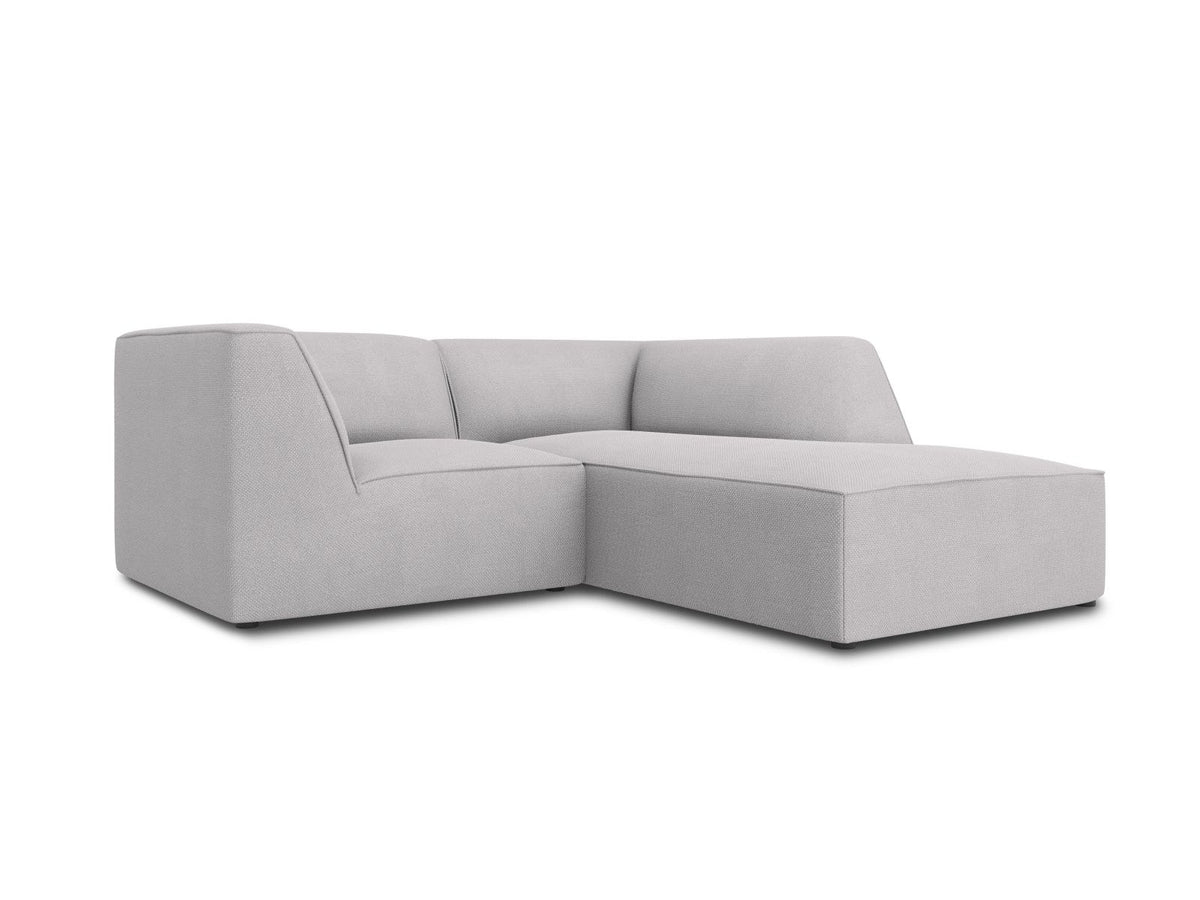 Modulares Ecksofa Siena rechts, 3-Sitzer in Light Beige-Scala Cordstoff, Massivholzrahmen, schwarze Kunststoffbeine, Sitzhöhe 40 cm.