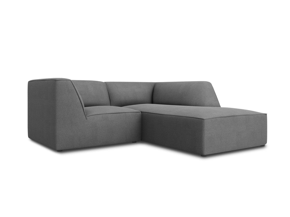 Modulares Ecksofa Siena rechts, 3-Sitzer in Light Beige-Scala Cordstoff, Massivholzrahmen, schwarze Kunststoffbeine, Sitzhöhe 40 cm.