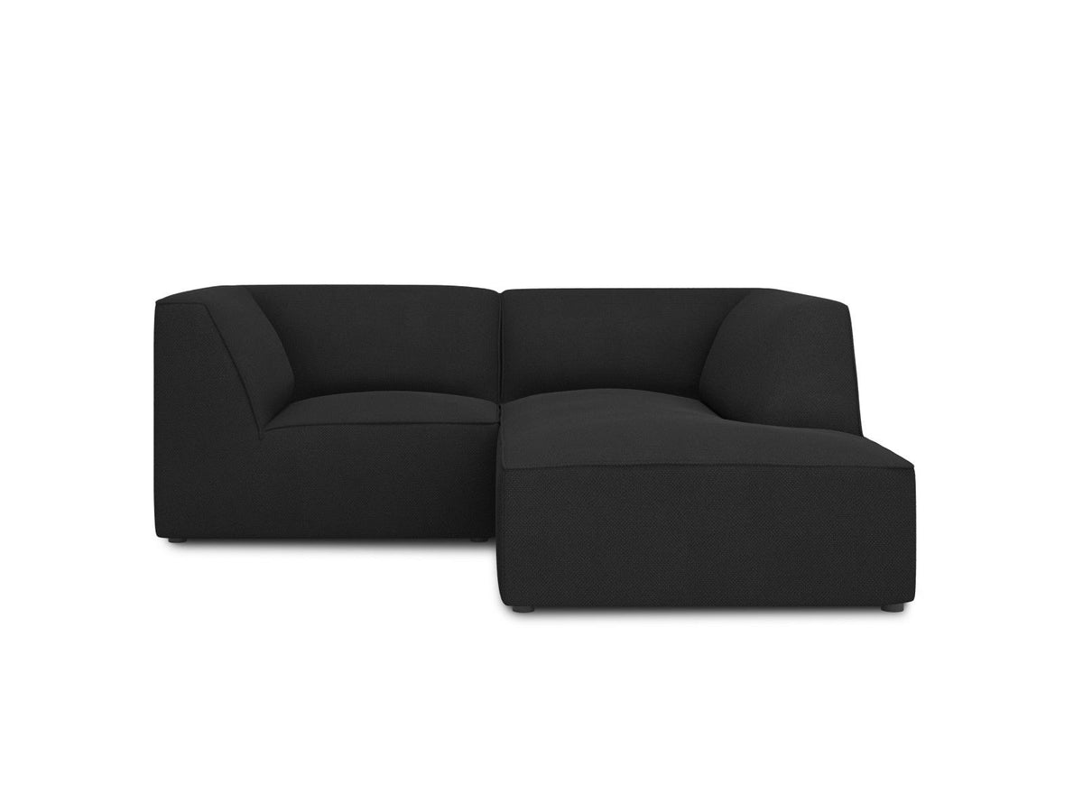 Modulares Ecksofa Siena rechts, 3-Sitzer in Light Beige-Scala Cordstoff, Massivholzrahmen, schwarze Kunststoffbeine, Sitzhöhe 40 cm.