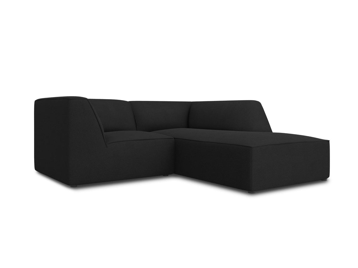 Modulares Ecksofa Siena rechts, 3-Sitzer in Light Beige-Scala Cordstoff, Massivholzrahmen, schwarze Kunststoffbeine, Sitzhöhe 40 cm.