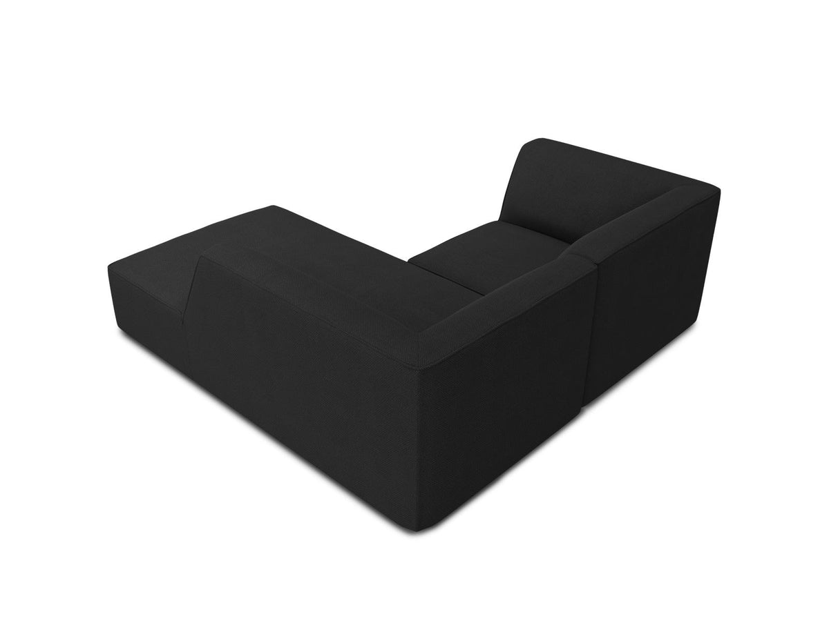 Modulares Ecksofa Siena rechts, 3-Sitzer in Light Beige-Scala Cordstoff, Massivholzrahmen, schwarze Kunststoffbeine, Sitzhöhe 40 cm.