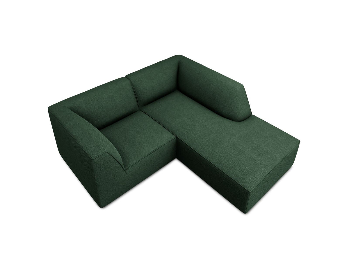 Modulares Ecksofa Siena rechts, 3-Sitzer in Light Beige-Scala Cordstoff, Massivholzrahmen, schwarze Kunststoffbeine, Sitzhöhe 40 cm.