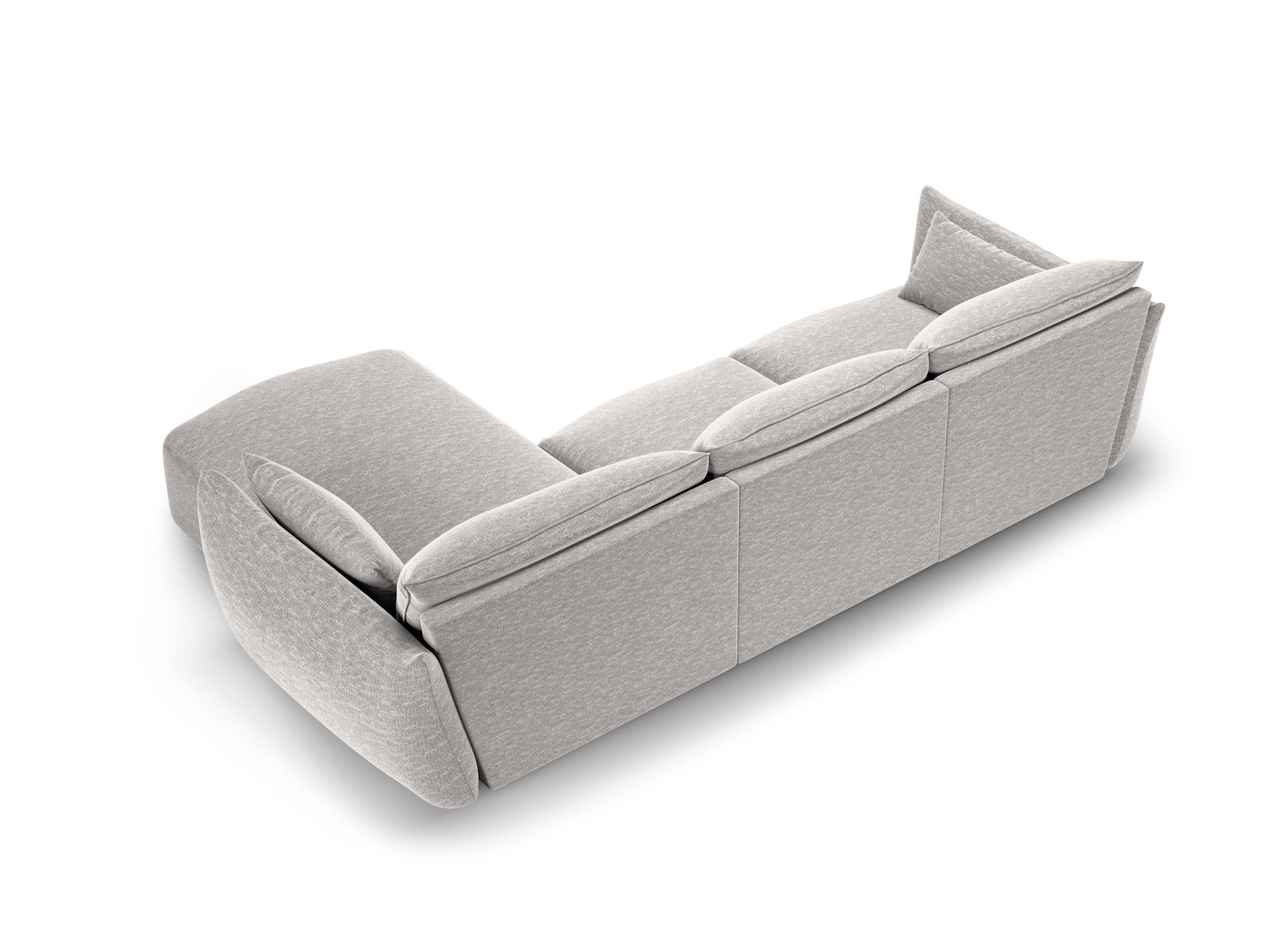 Modernes 5-Sitzer Ecksofa rechts Matera in stilvollem Grau, ideal für gemütliche Stunden und geschmackvolle Wohnräume von Cosmopolitan Design.