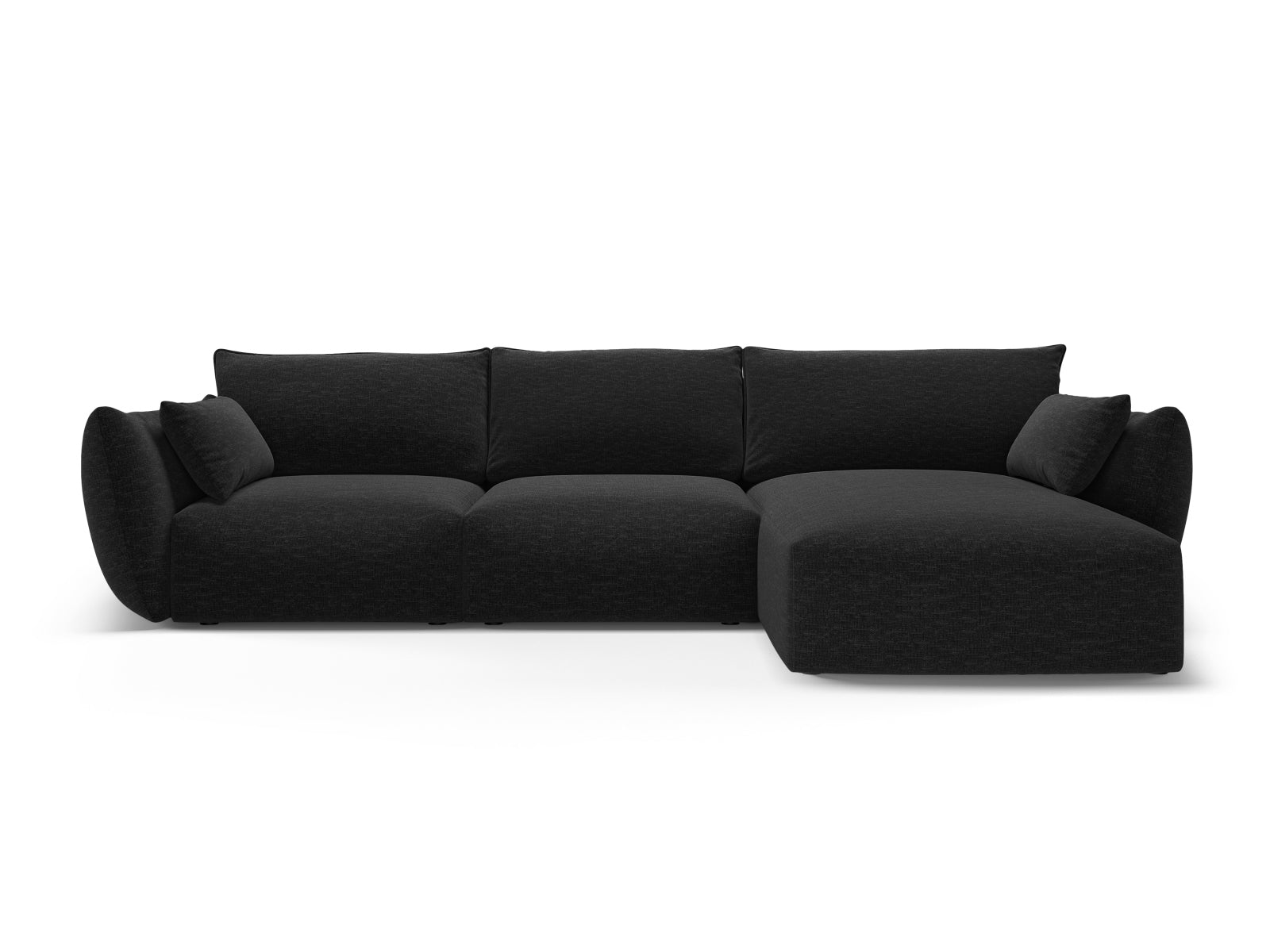 Elegantes 5-Sitzer Ecksofa rechts Matera in zeitlosem Schwarz, ideal für moderne Wohnräume und gemütliche Stunden, von Cosmopolitan Design.