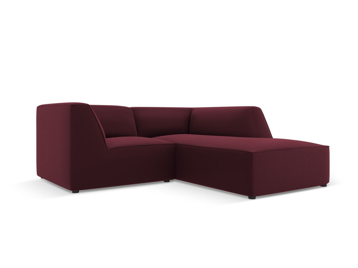 Modulares Ecksofa rechts mit Kunstlederbezug in Light Brown, Sitzfläche und Récamiere sichtbar, schwarze Kunststoffbeine, urbanes Design.