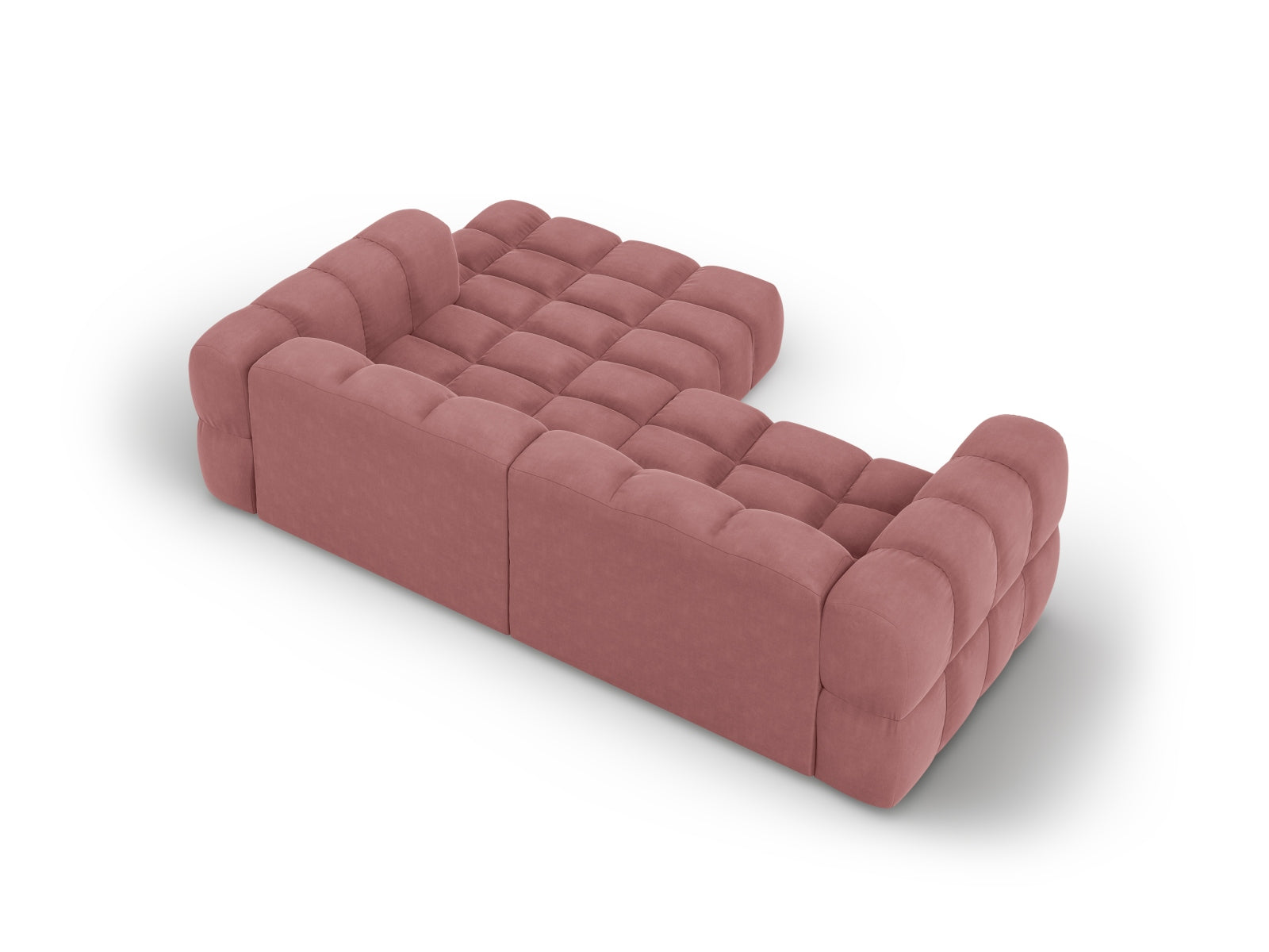 Elegantes, modulares Ecksofa Sky Velour in sanften Tönen, 3-Sitzer, 162 cm, ideal für stilvolle Wohnräume von Cosmopolitan Design.