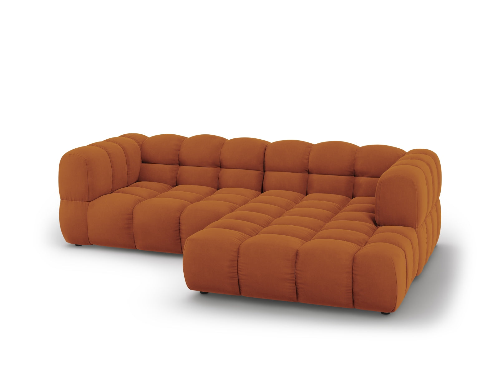 Modulares Ecksofa in Terracotta aus Sky Velour, 3-Sitzer, rechte Ausführung, perfekt für moderne Wohnkonzepte von Cosmopolitan Design.