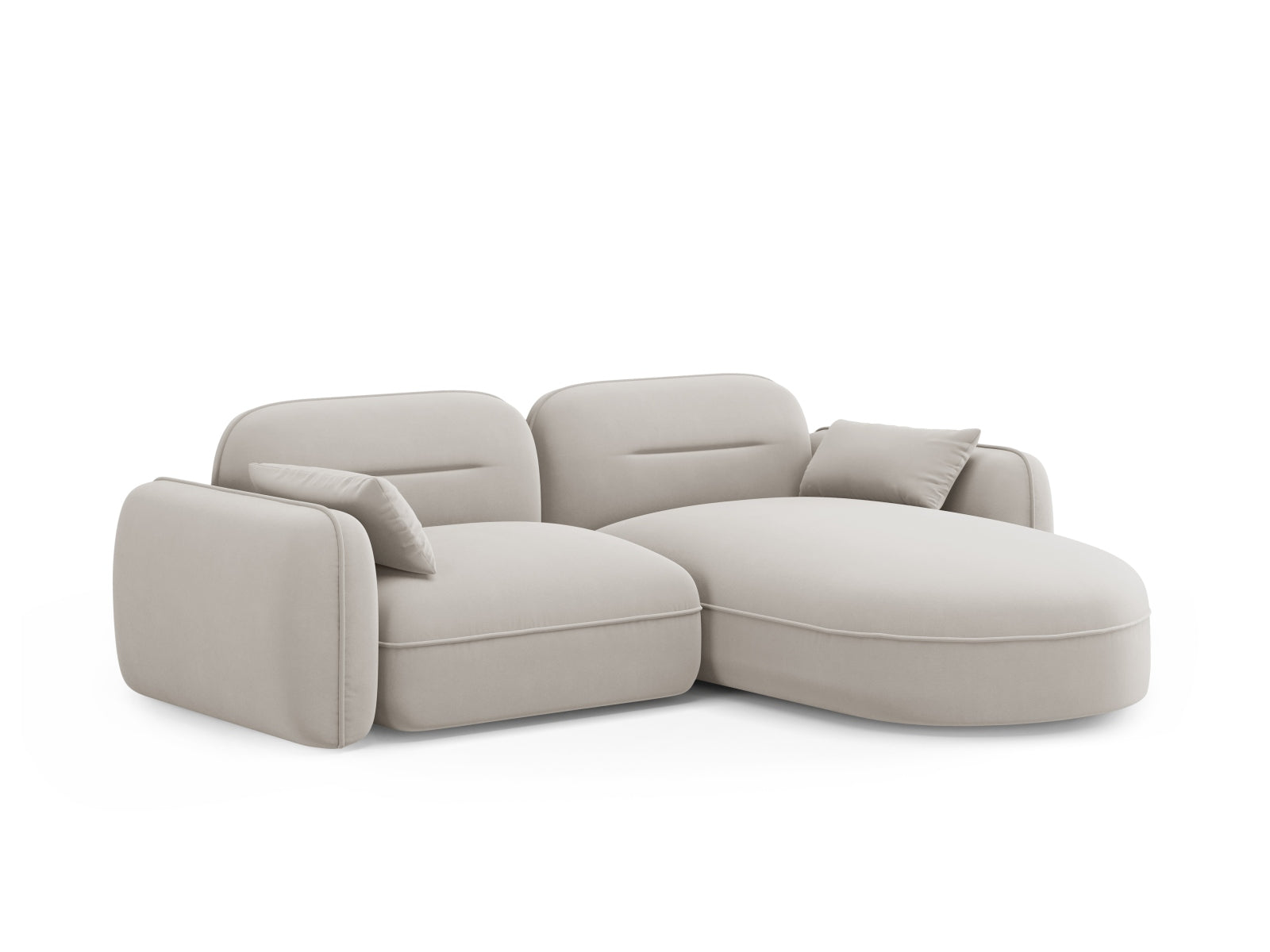 Sydney Velour Modular Ecksofa rechts 3 Sitzer in Light Beige präsentiert im Onlineshop von KAQTU Design AG. Ecksofa rechts ist von Cosmopolitan Design