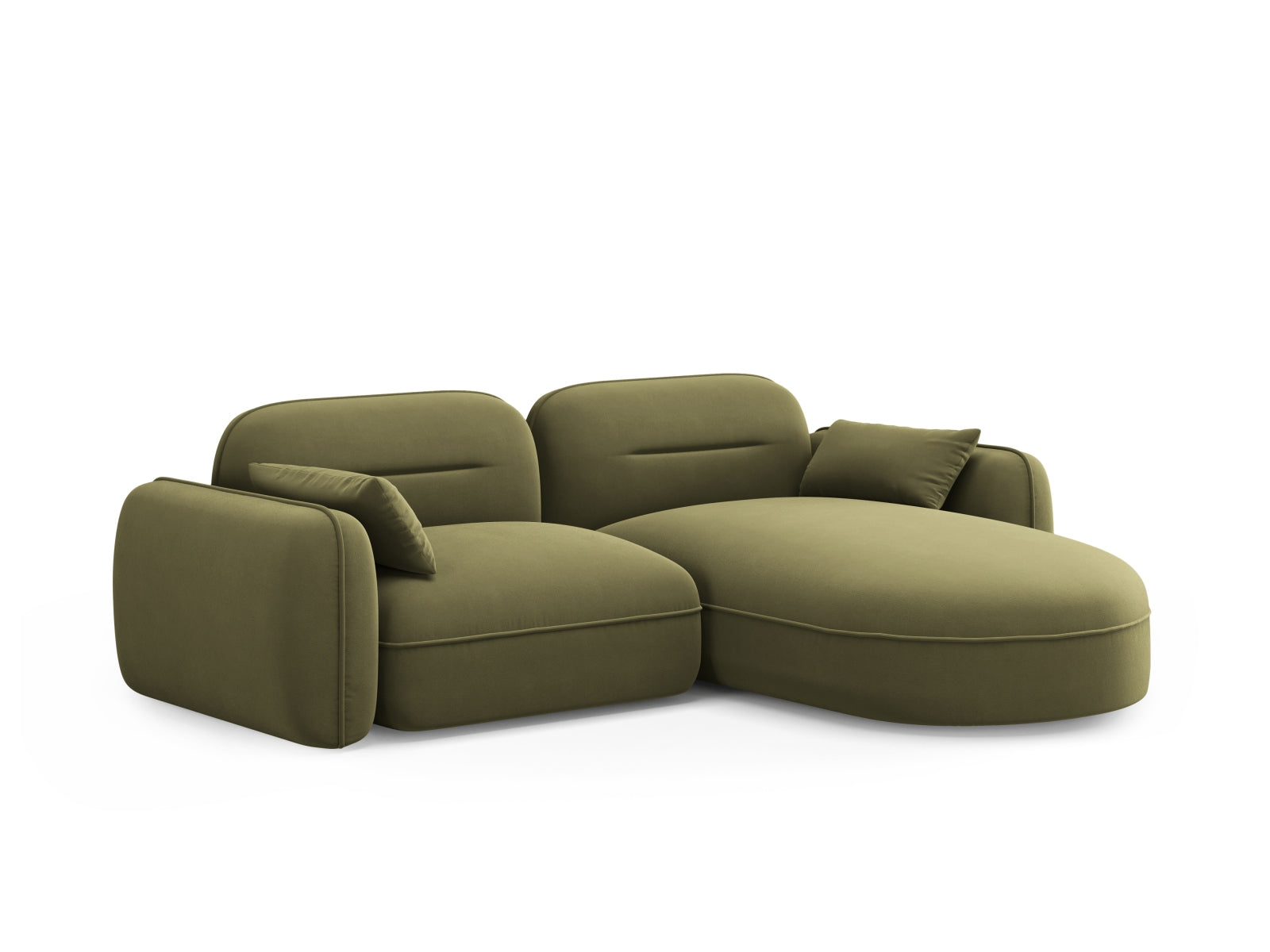 Sydney Velour Modular Ecksofa rechts 3 Sitzer in Light Green präsentiert im Onlineshop von KAQTU Design AG. Ecksofa rechts ist von Cosmopolitan Design