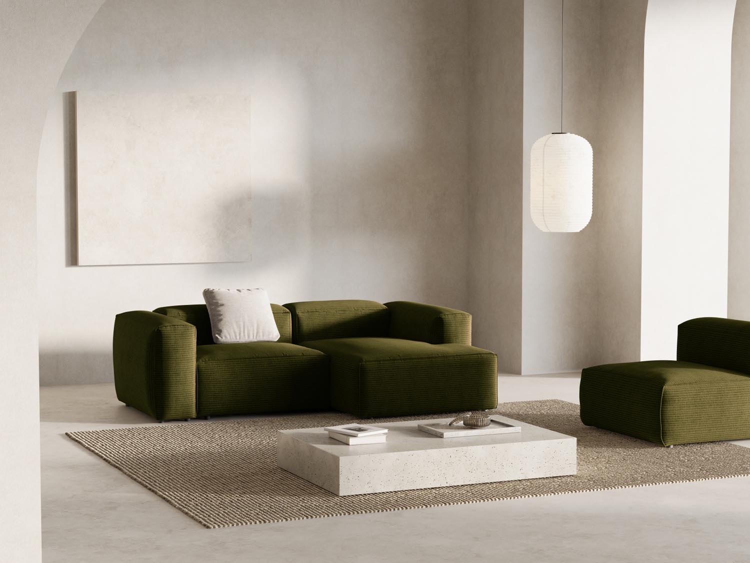 Entdecken Sie das Bergamo Modular Ecksofa rechts von Cosmopolitan Design – ein stilvolles 2-Sitzer Sofa, das Komfort und modernes Design perfekt kombiniert.