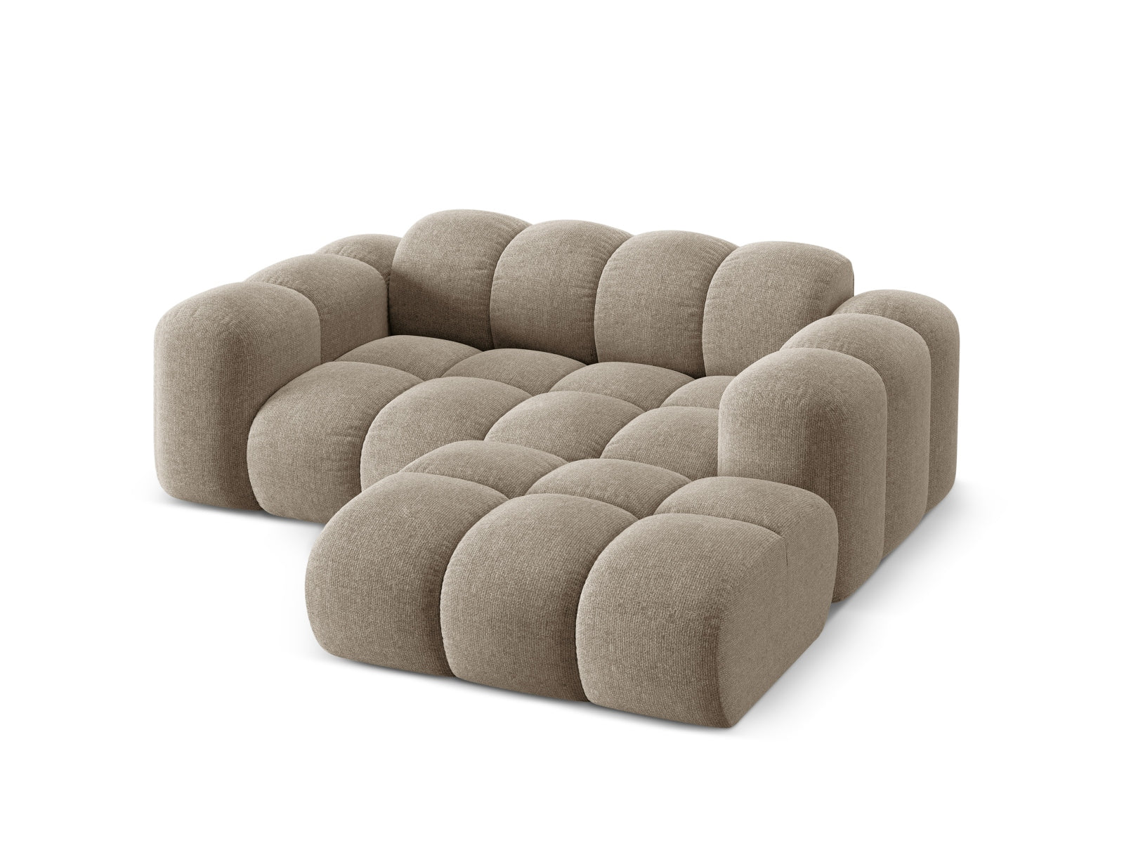 Elegantes 2-Sitzer Ecksofa Treno in stilvollem Dunkelbeige, ideal für gemütliche Wohnräume, erhältlich bei Cosmopolitan Design.