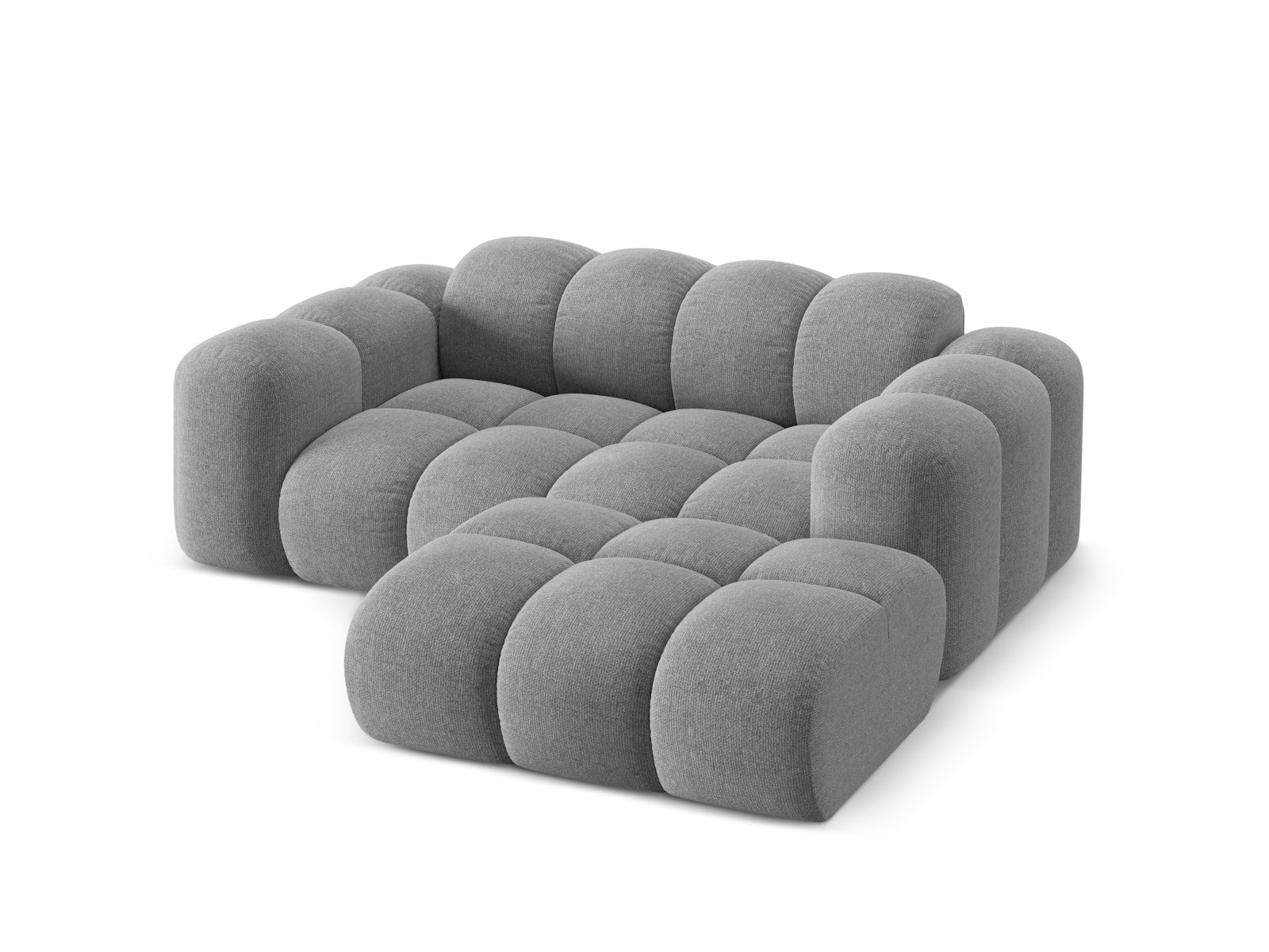 Modernes 2-Sitzer Ecksofa Treno in dezentem Grau, ideal für gemütliche Wohnräume, erhältlich bei Cosmopolitan Design.