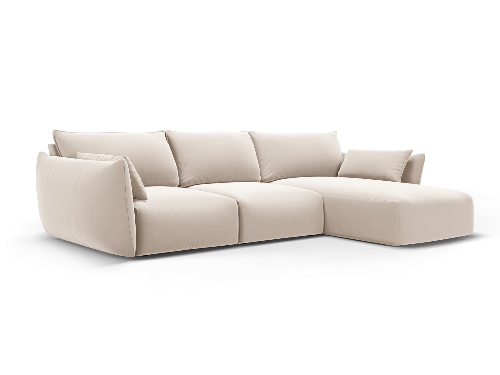 Elegantes 5-Sitzer Ecksofa Matera in hellem Beige, ideal für stilvolle Wohnzimmer und gemütliche Abende mit Freunden.