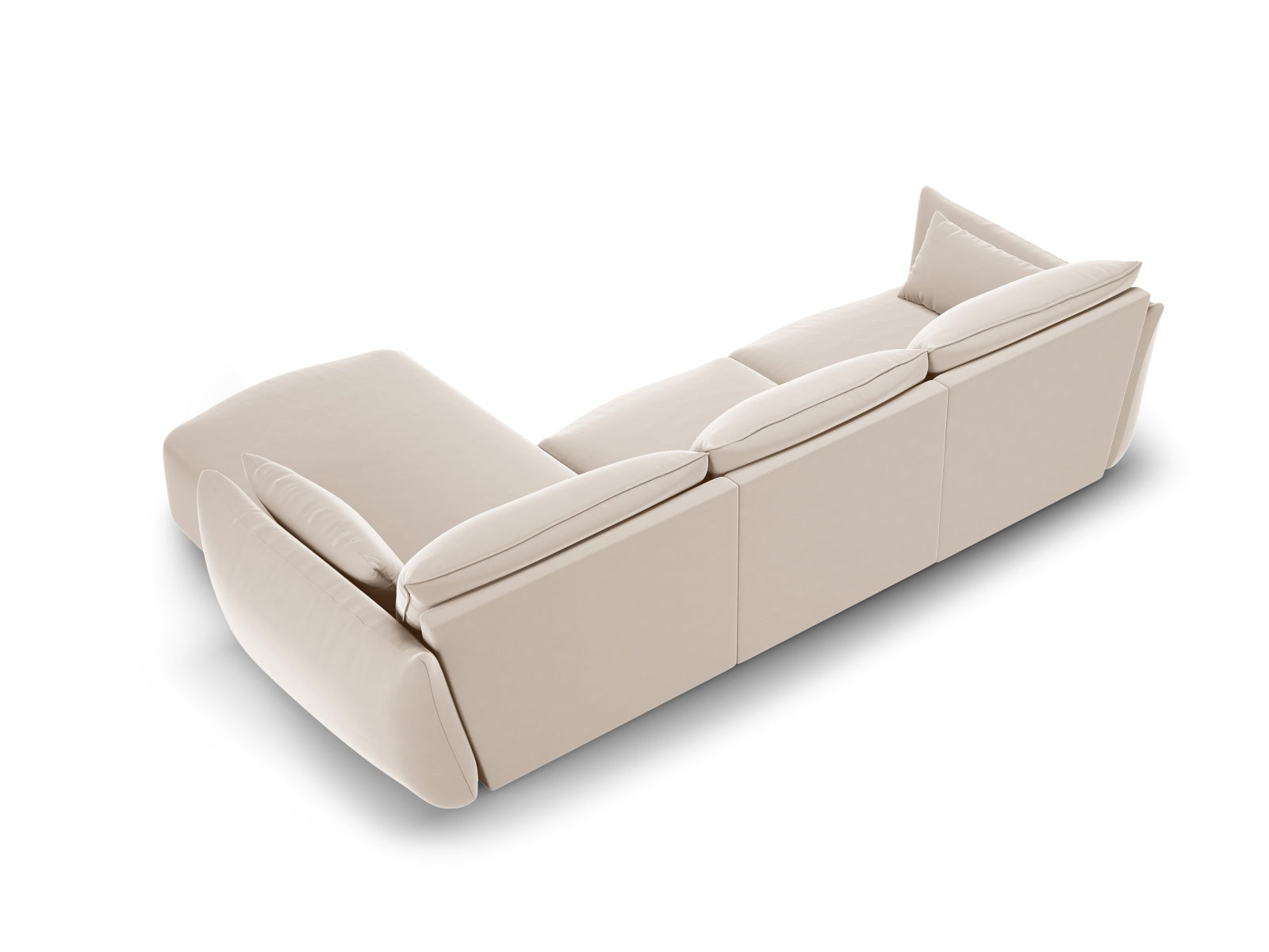 Modernes 5-Sitzer Ecksofa Matera in sanftem Beige, perfekt für entspannte Stunden und stilvolle Einrichtungsideen.
