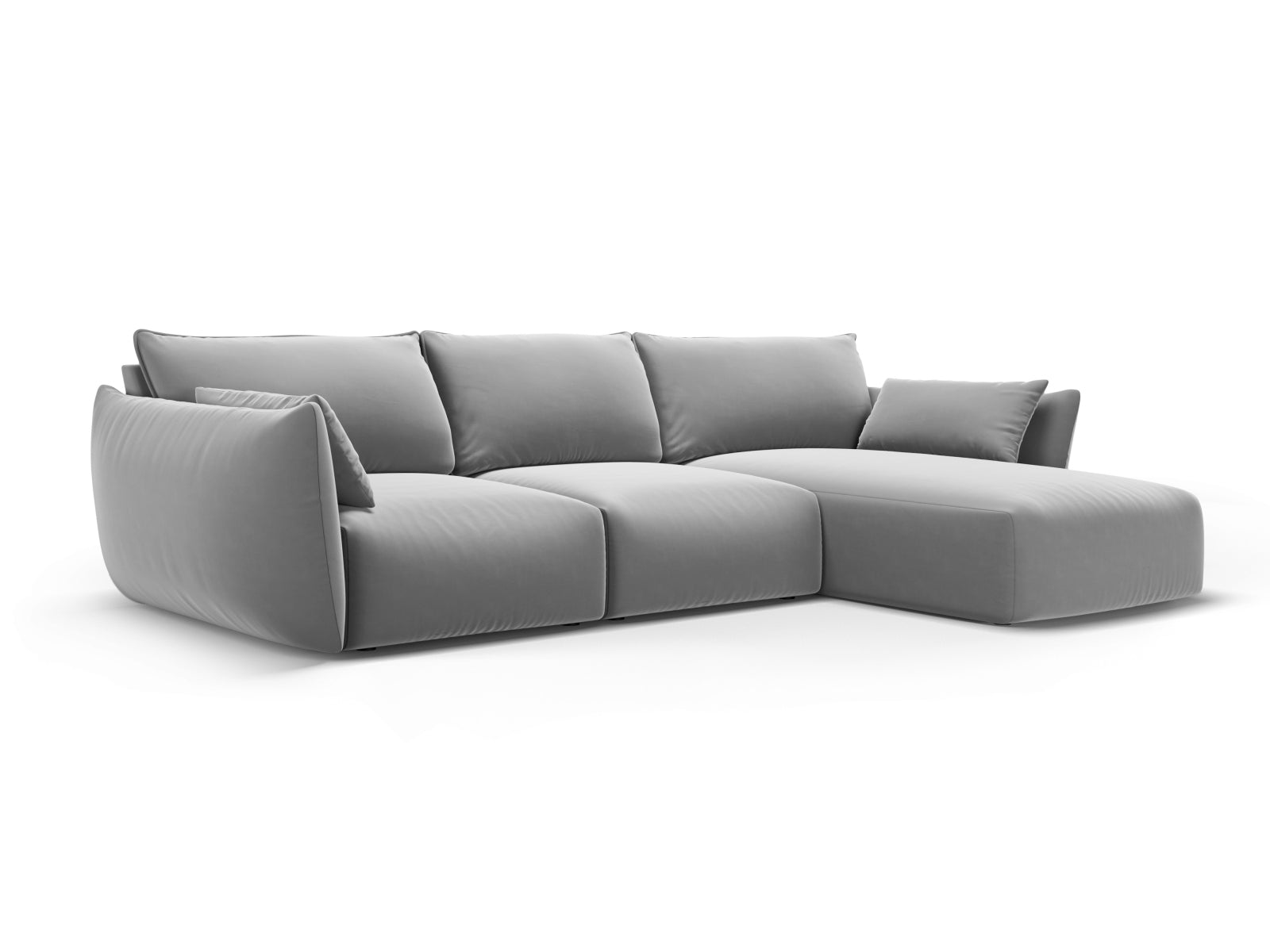 Elegantes 5-Sitzer Ecksofa rechts Matera in stilvollem Grau, perfekt für komfortable und moderne Wohnambiente von Cosmopolitan Design.