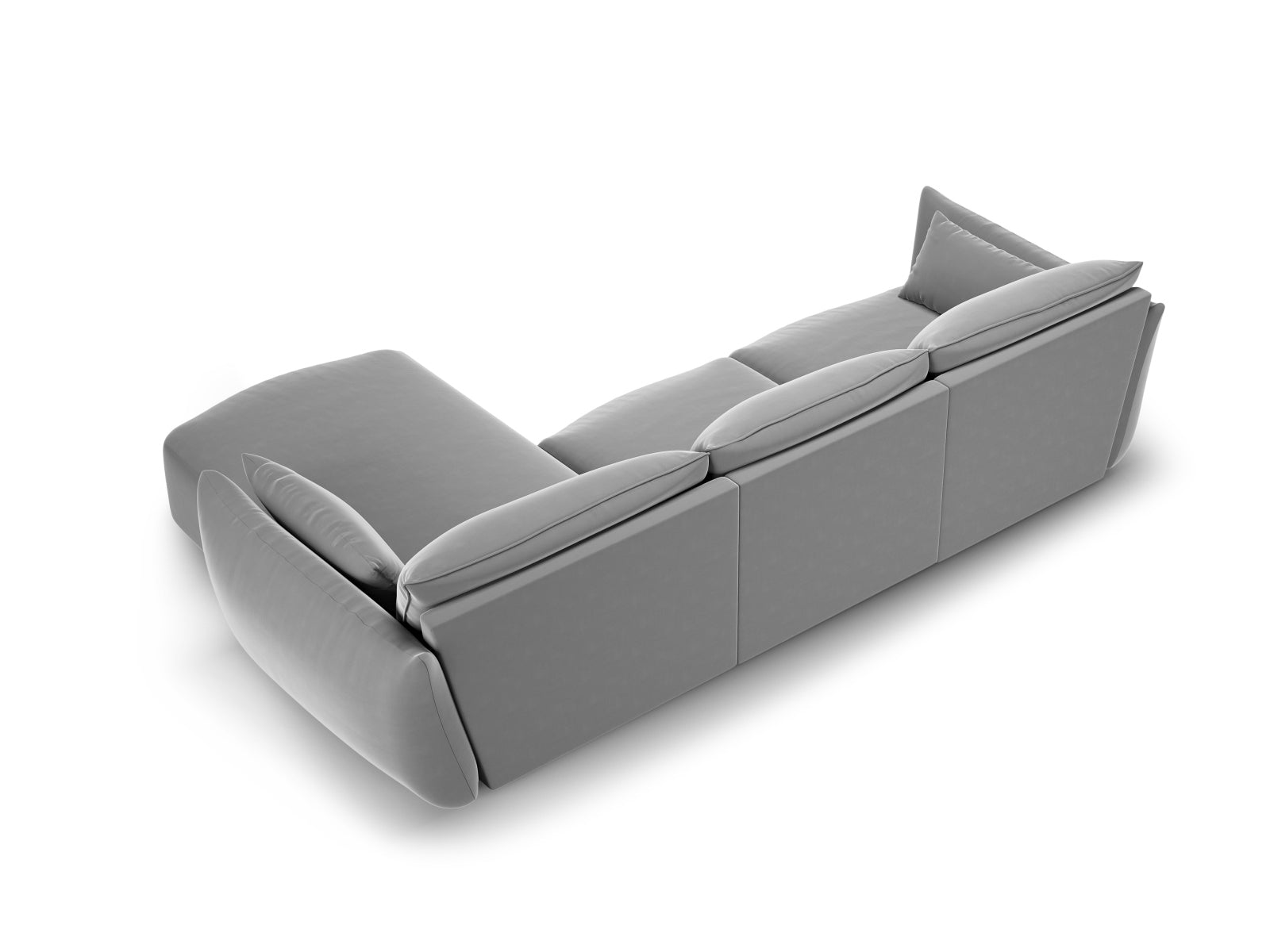 Modernes 5-Sitzer Ecksofa rechts Matera in ansprechendem Grauton, ideal für stilvolle und gemütliche Wohnräume von Cosmopolitan Design.