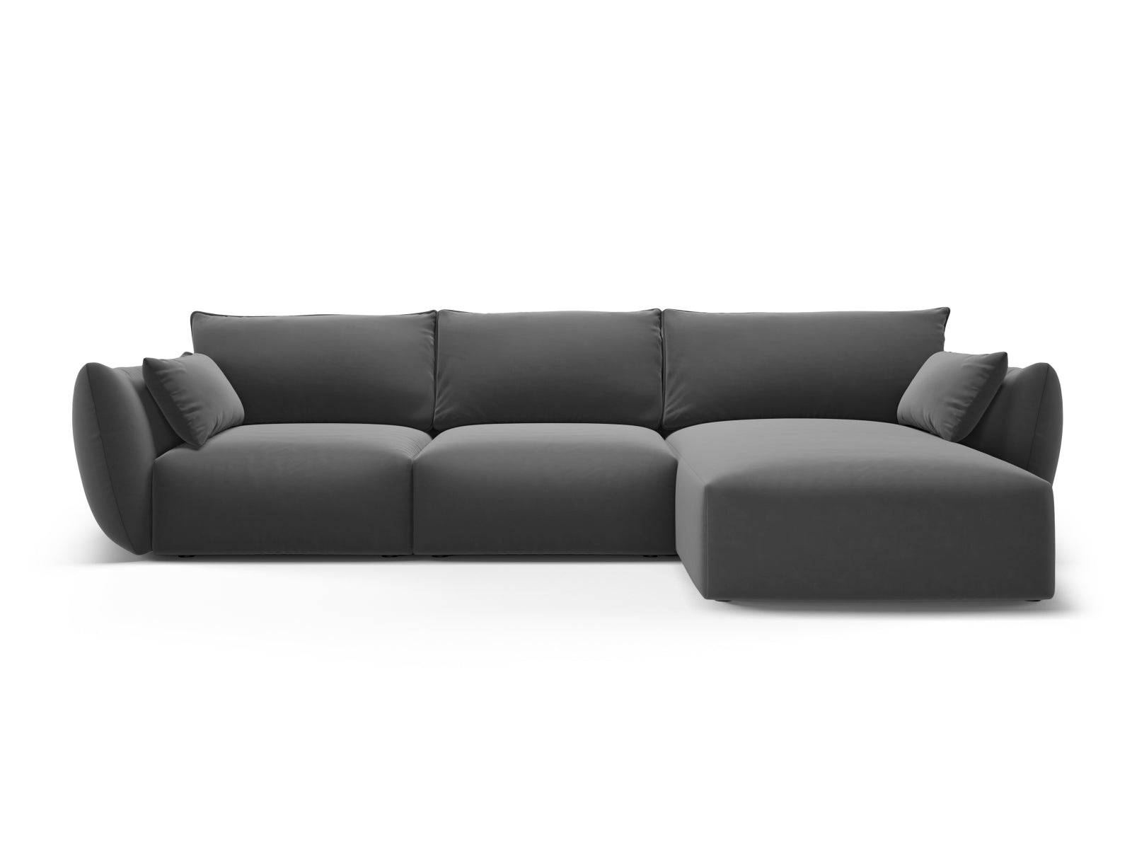 Elegantes 5-Sitzer Ecksofa rechts Matera in zeitlosem Dunkelgrau, ideal für entspannte Abende und geschmackvolle Wohnräume.