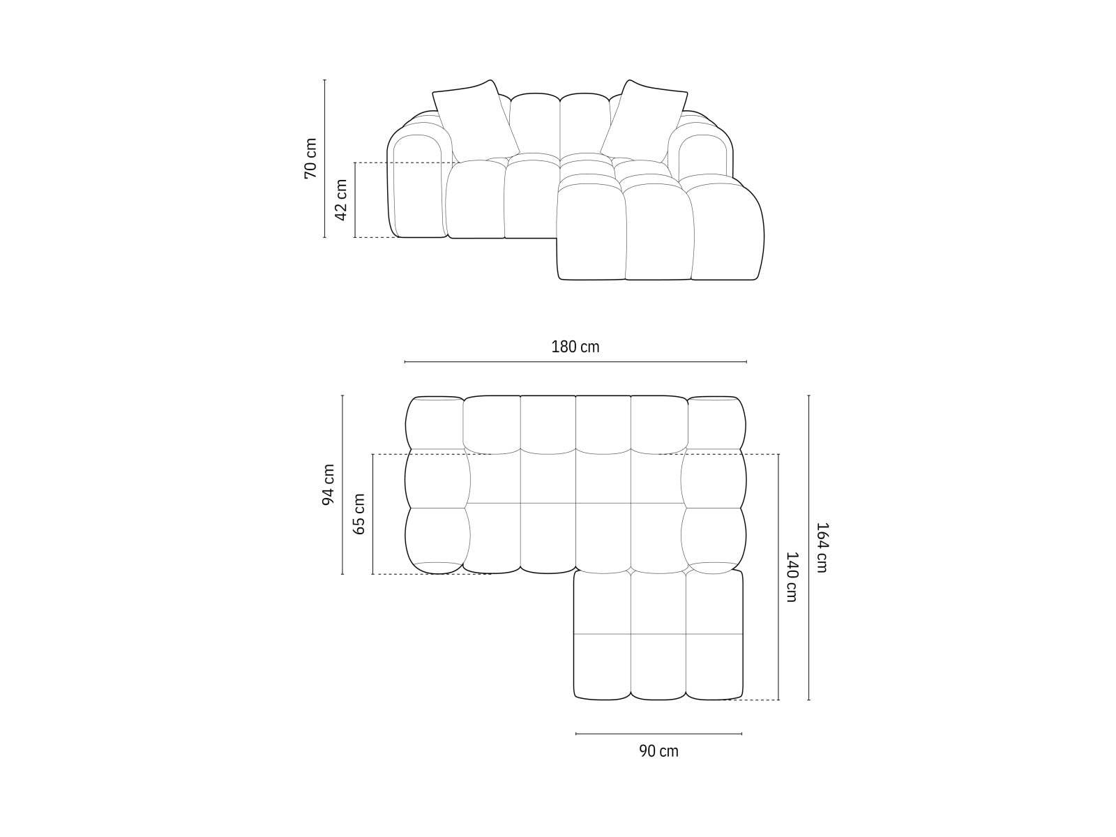 Gemütliches 2-Sitzer Ecksofa Treno in edlem Cappuccino-Bluvel, perfekt für stilvolle Wohnzimmer und entspannte Abende.