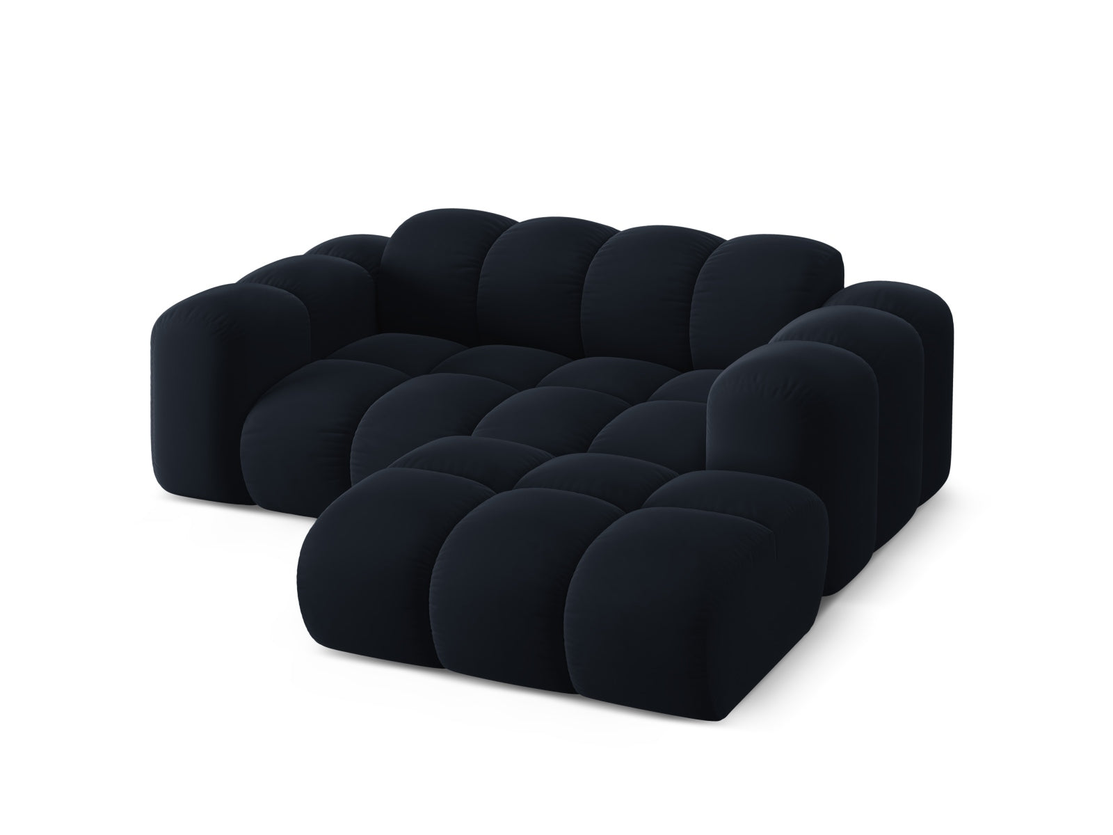 Elegantes 2-Sitzer Ecksofa Treno in edlem Blau, ideal für moderne Wohnräume, erhältlich bei Cosmopolitan Design.