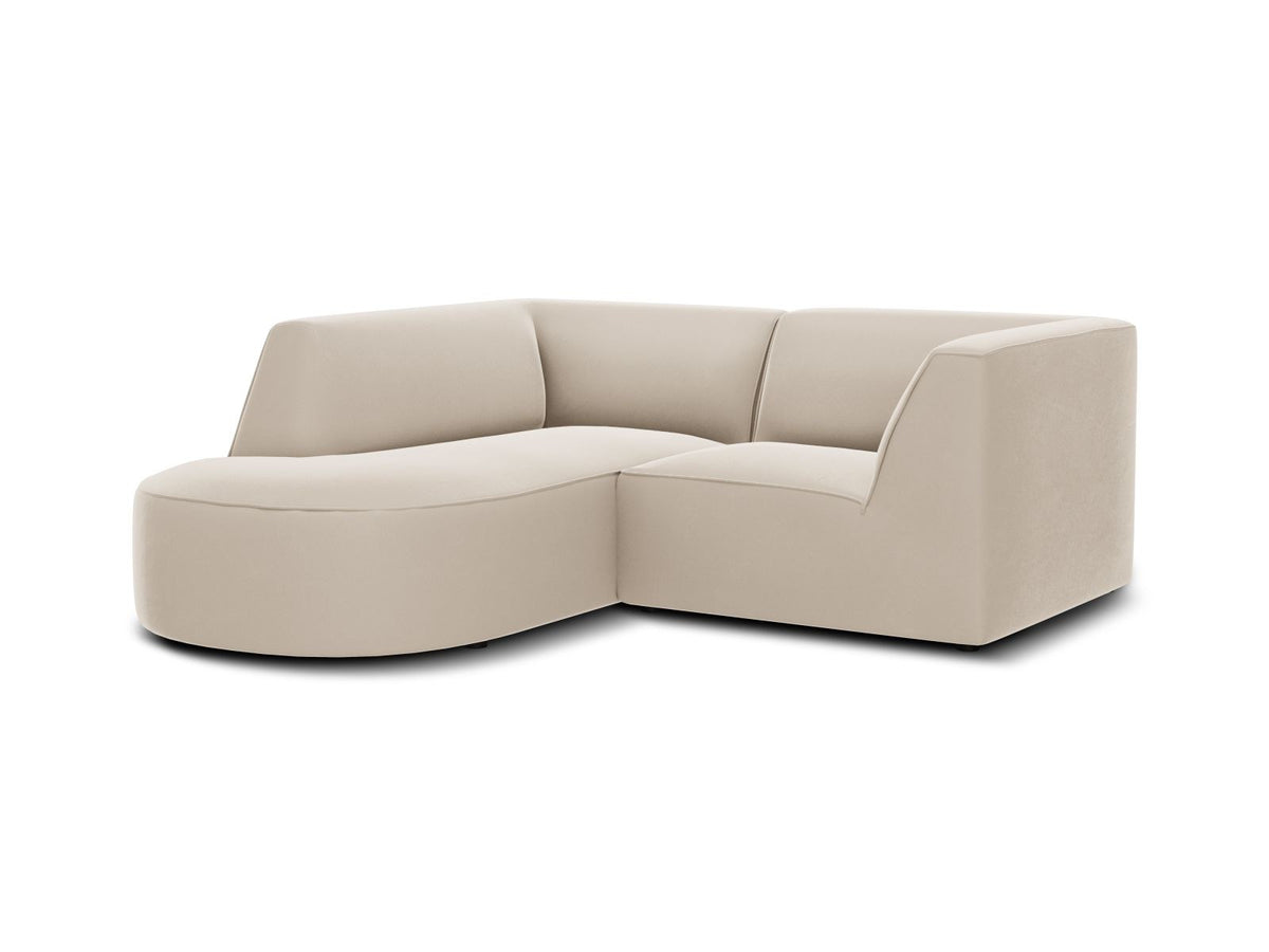 Siena velvet modular corner sofa left, 3-seater, 180cm (RLC)