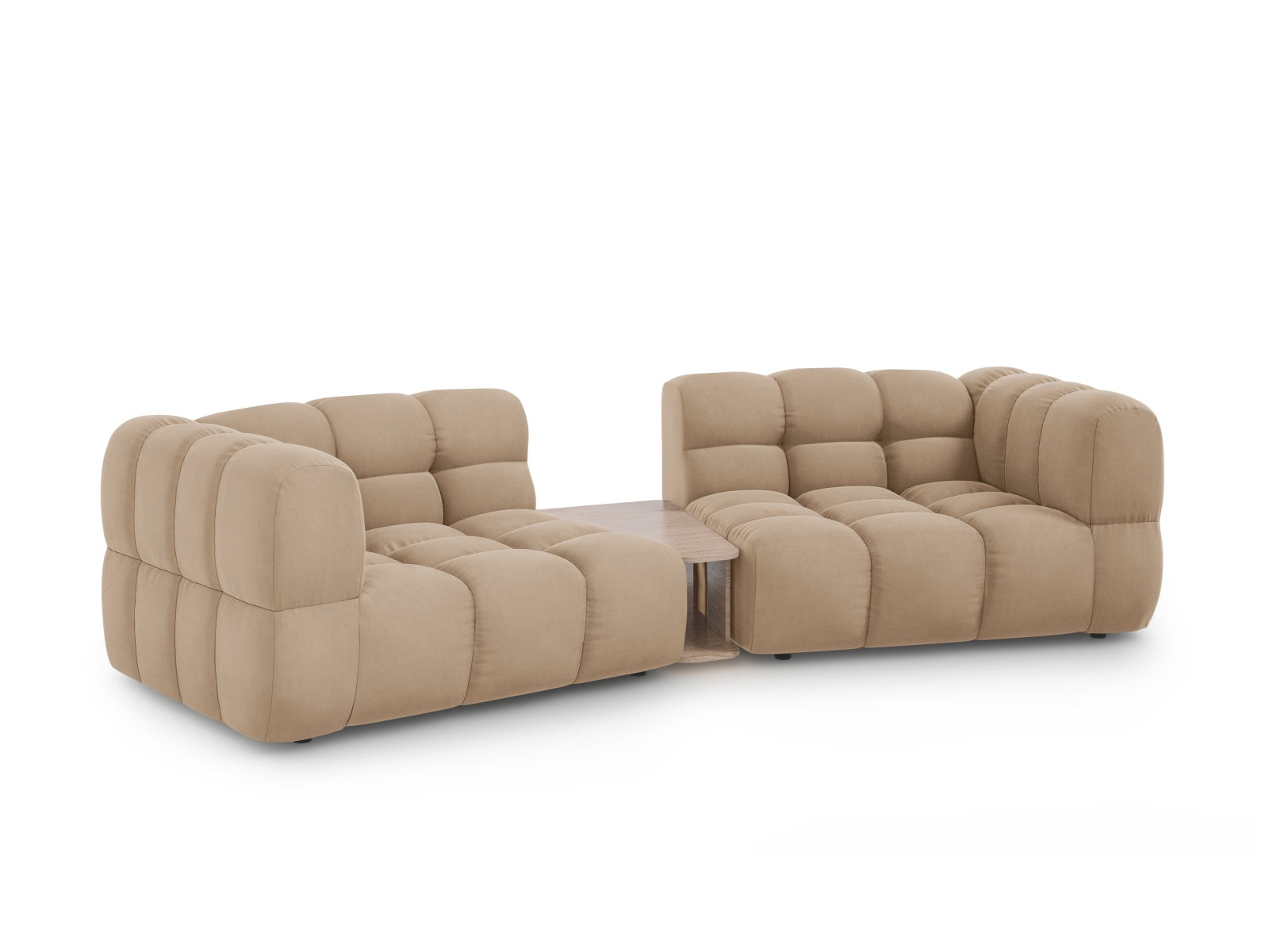 Elegantes Sky Velour 2-Sitzer Sofa in Sand-Casino, modulare Gestaltung für stilvolle Wohnräume, erhältlich bei KAQTU Design AG.