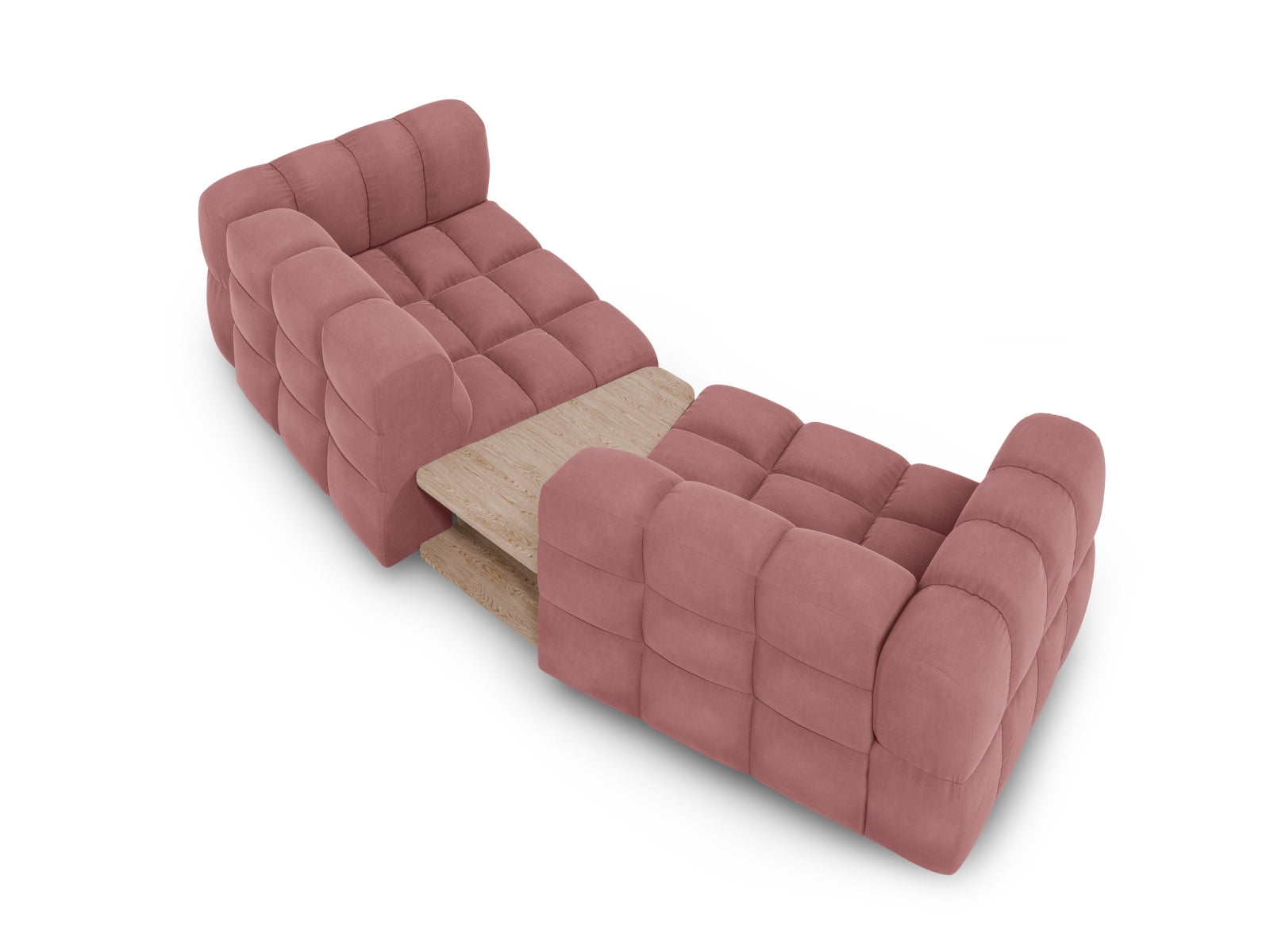 Elegantes modulares 2-Sitzer Sofa in Sky Velour, ideal für stilvolle Wohnräume, entworfen von Cosmopolitan Design.