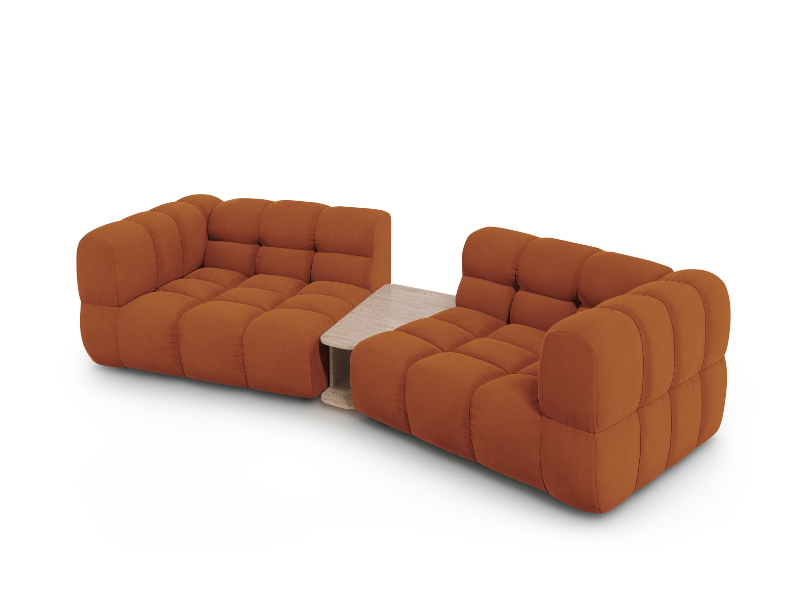 Modulares 2-Sitzer Sofa in stilvollem Terracotta, gefertigt aus weichem Sky Velour, ideal für moderne Wohnkonzepte von Cosmopolitan Design.