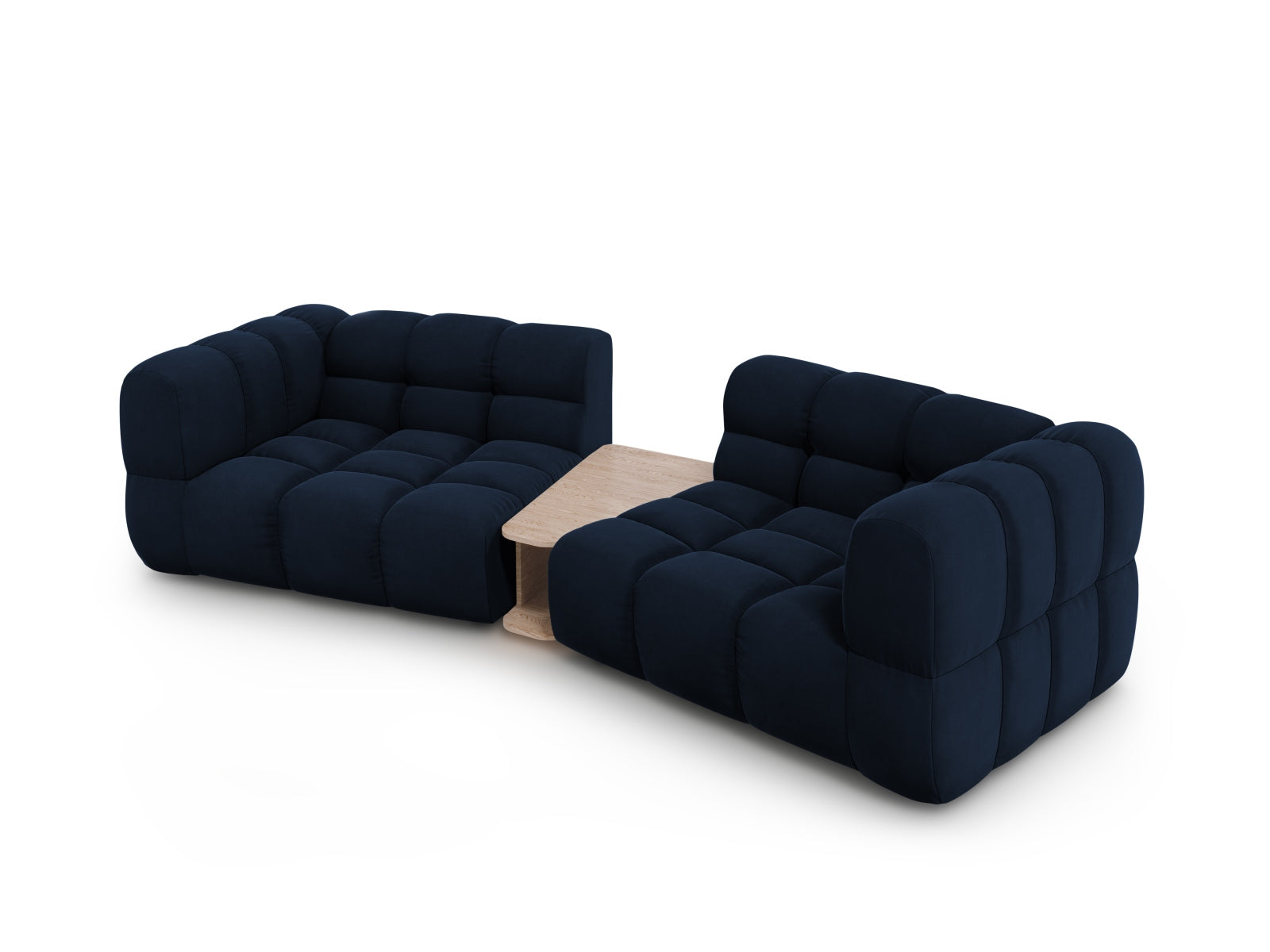 Modulares 2-Sitzer Sofa in Royal Blue-Casino aus Sky Velour, perfekt für moderne Wohnkonzepte, von Cosmopolitan Design.