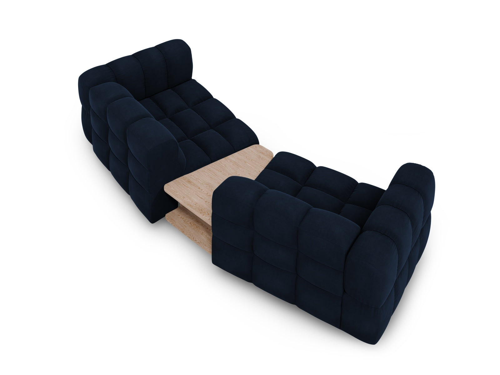 Elegantes modulares 2-Sitzer Sofa in Royal Blue-Casino aus hochwertigem Sky Velour, ideal für stilvolle Wohnräume von Cosmopolitan Design.