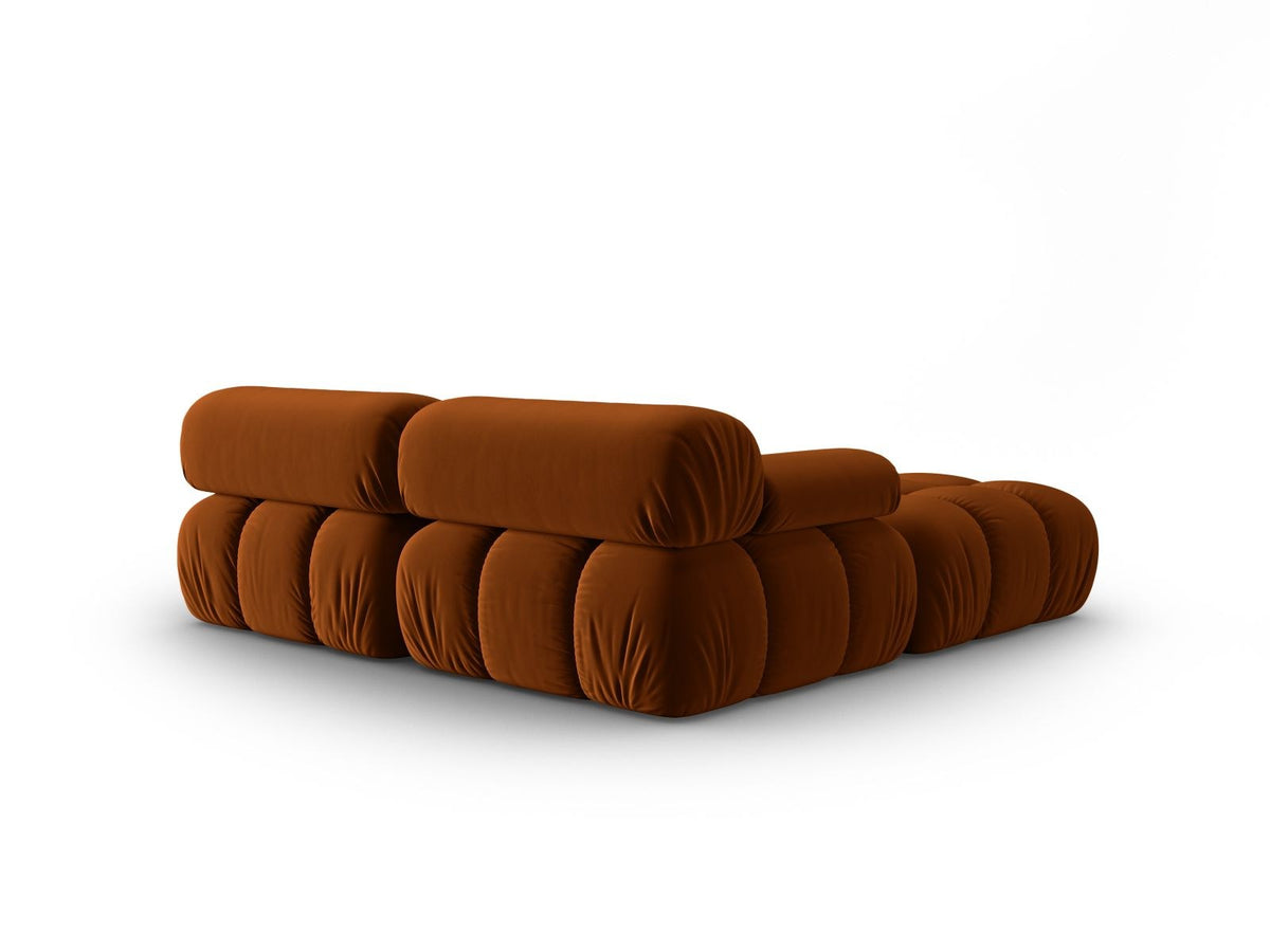 Modulares 3-Sitzer Sofa mit Samtbezug, Massivholzrahmen und schwarzen Kunststoffbeinen, Récamiere-Element, Grösse 188x188x70cm.