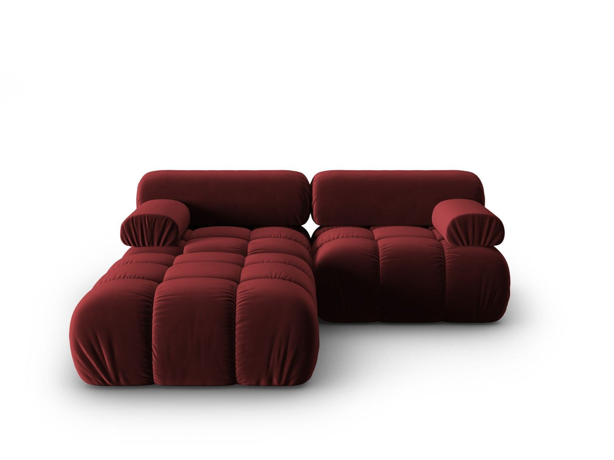 Modulares 3-Sitzer Sofa mit Samtbezug, Massivholzrahmen und schwarzen Kunststoffbeinen, Récamiere-Element, Grösse 188x188x70cm.