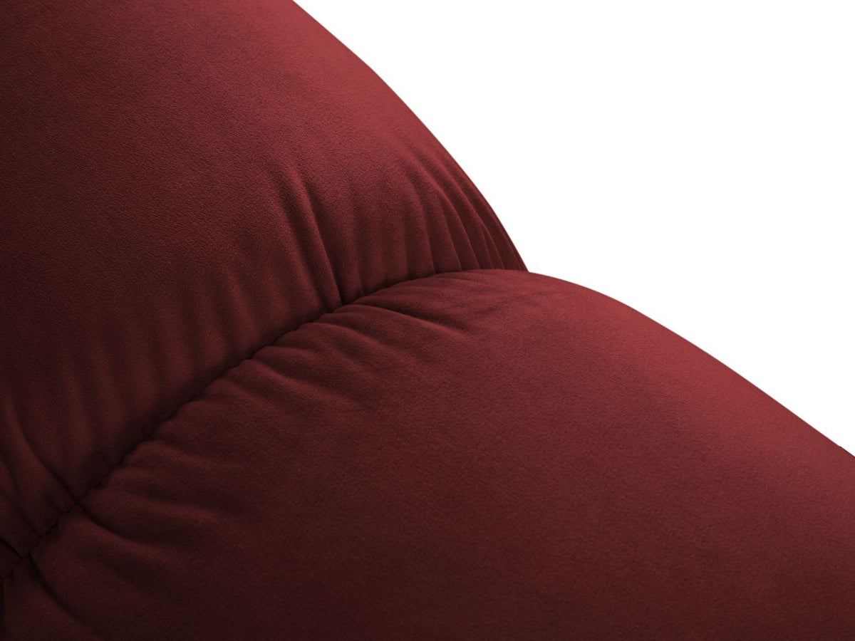Modulares 3-Sitzer Sofa mit Samtbezug, Massivholzrahmen und schwarzen Kunststoffbeinen, Récamiere-Element, Grösse 188x188x70cm.