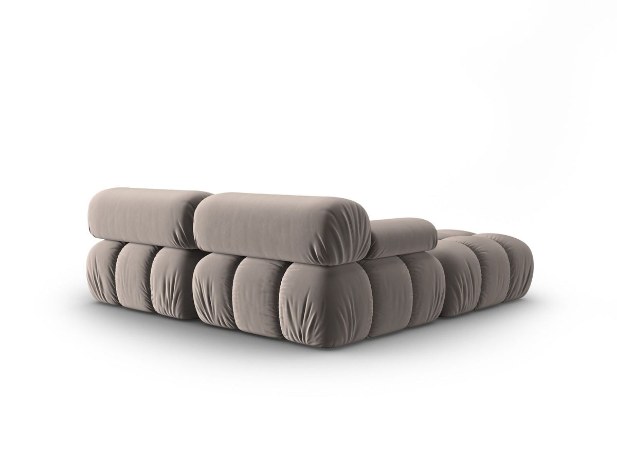 Modulares 3-Sitzer Sofa mit Samtbezug, Massivholzrahmen und schwarzen Kunststoffbeinen, Récamiere-Element, Grösse 188x188x70cm.