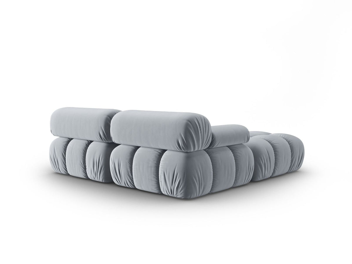 Modulares 3-Sitzer Sofa mit Samtbezug, Massivholzrahmen und schwarzen Kunststoffbeinen, Récamiere-Element, Grösse 188x188x70cm.