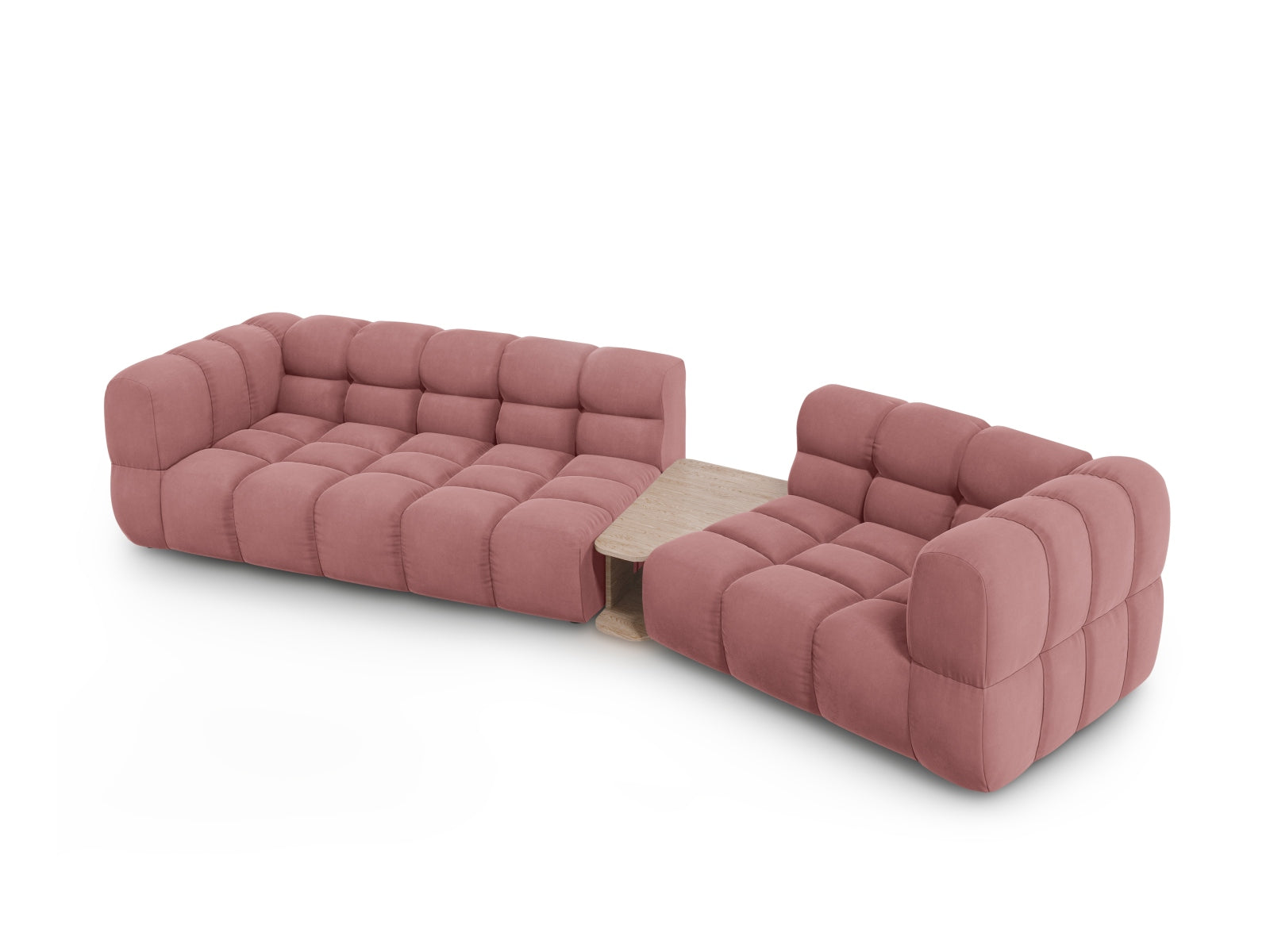 Modulares 3-Sitzer Sofa in Sky Velour, rechte Ausführung, 148 cm, perfekt für moderne Wohnkonzepte, von Cosmopolitan Design.