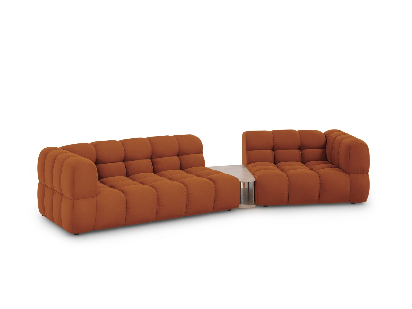 Elegantes Sky Velour Sofa in Terracotta, 3-Sitzer, 148cm, modulares Design, ideal für stilvolle Wohnräume, erhältlich bei KAQTU.