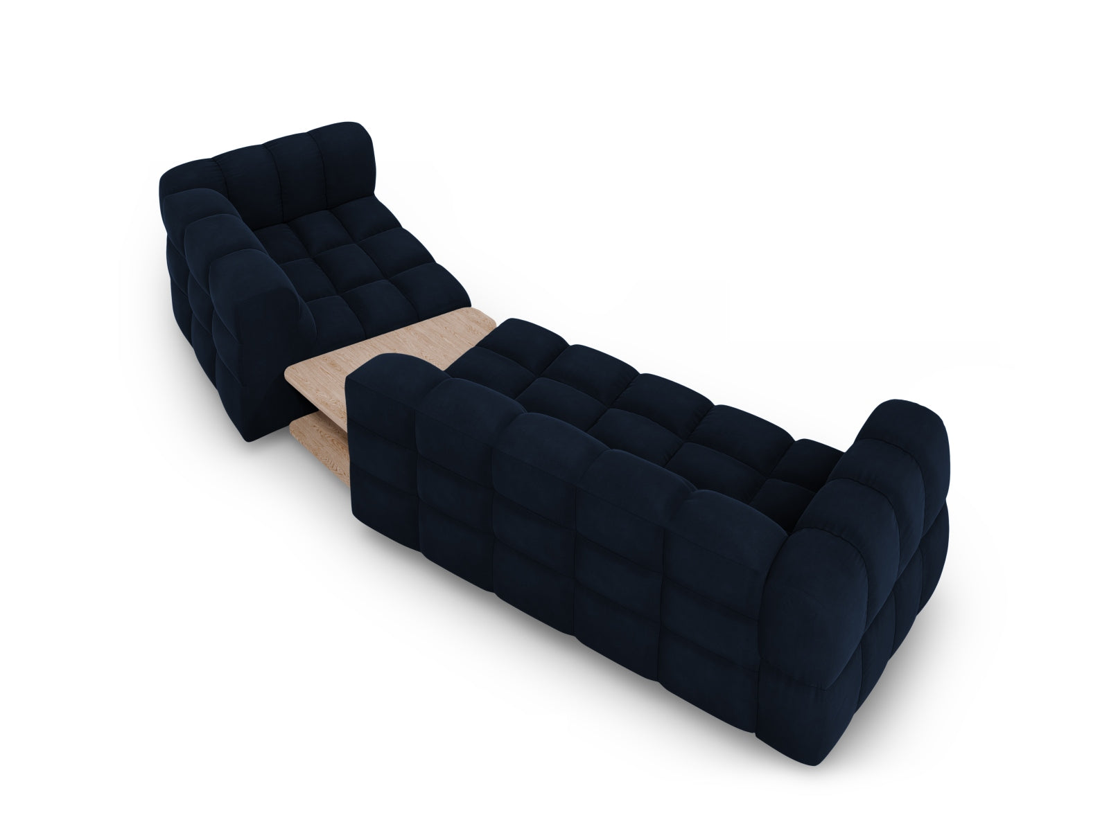 Elegantes modulares Sofa in Royal Blue, 3-Sitzer, 148 cm, rechtsseitig, aus hochwertigem Sky Velour für stilvolle Wohnräume.